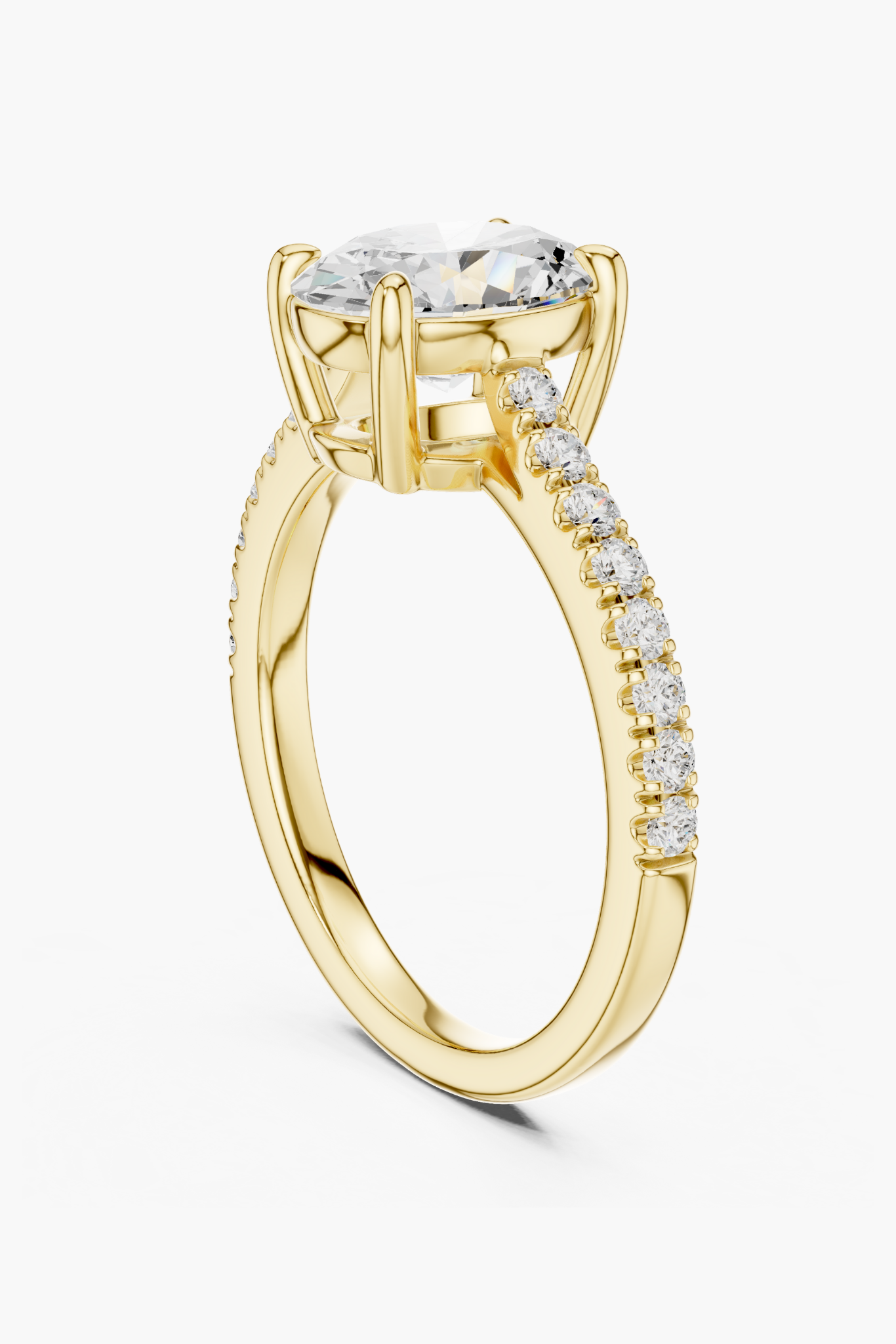 Oval 2ct Pavé Solitaire Ring