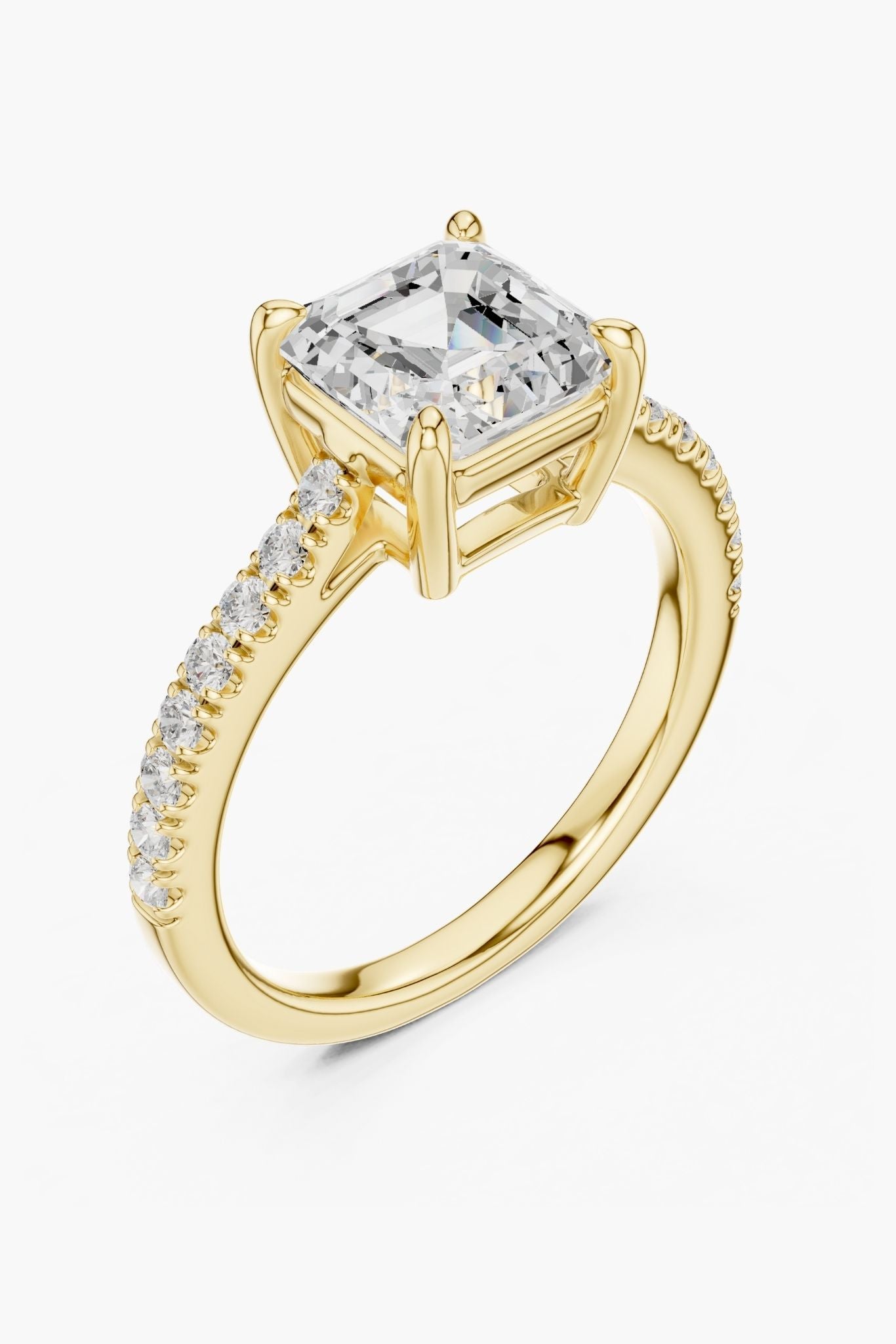 Asscher 2ct Pavé Solitaire Ring