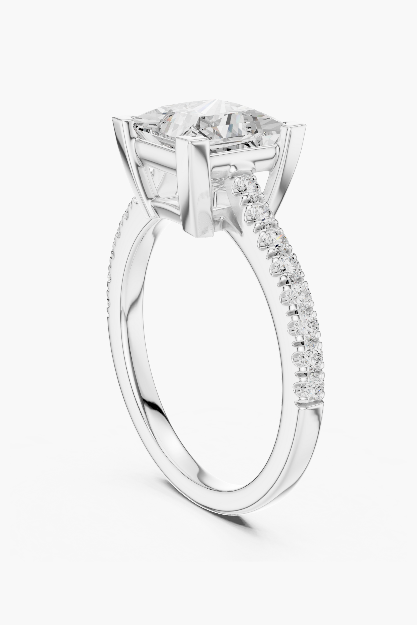 Princess 2ct Pave Solitaire Ring