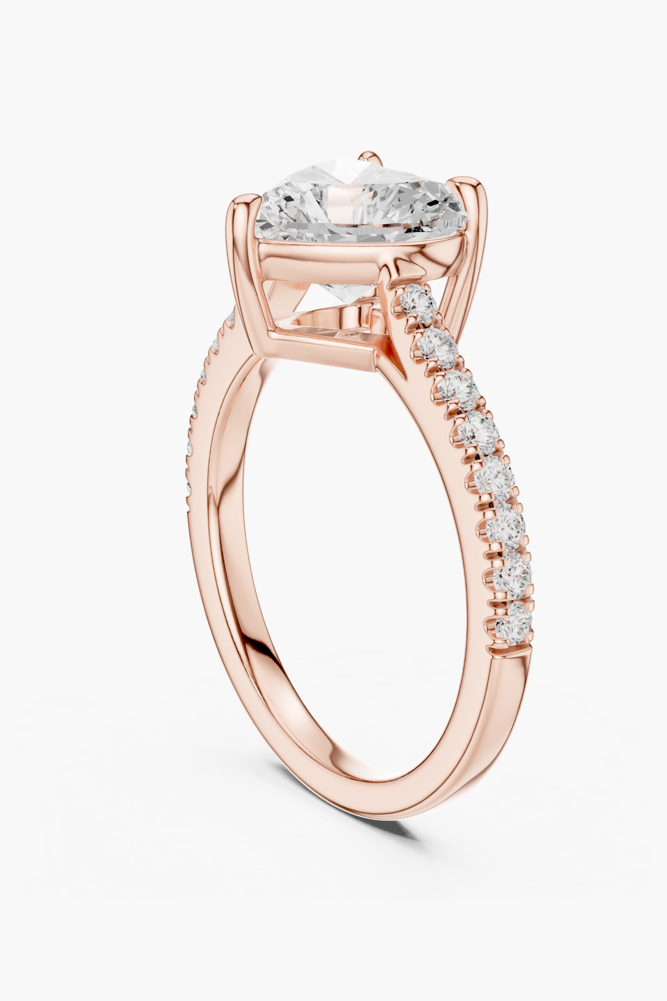 Heart 2ct Pave Solitaire Ring