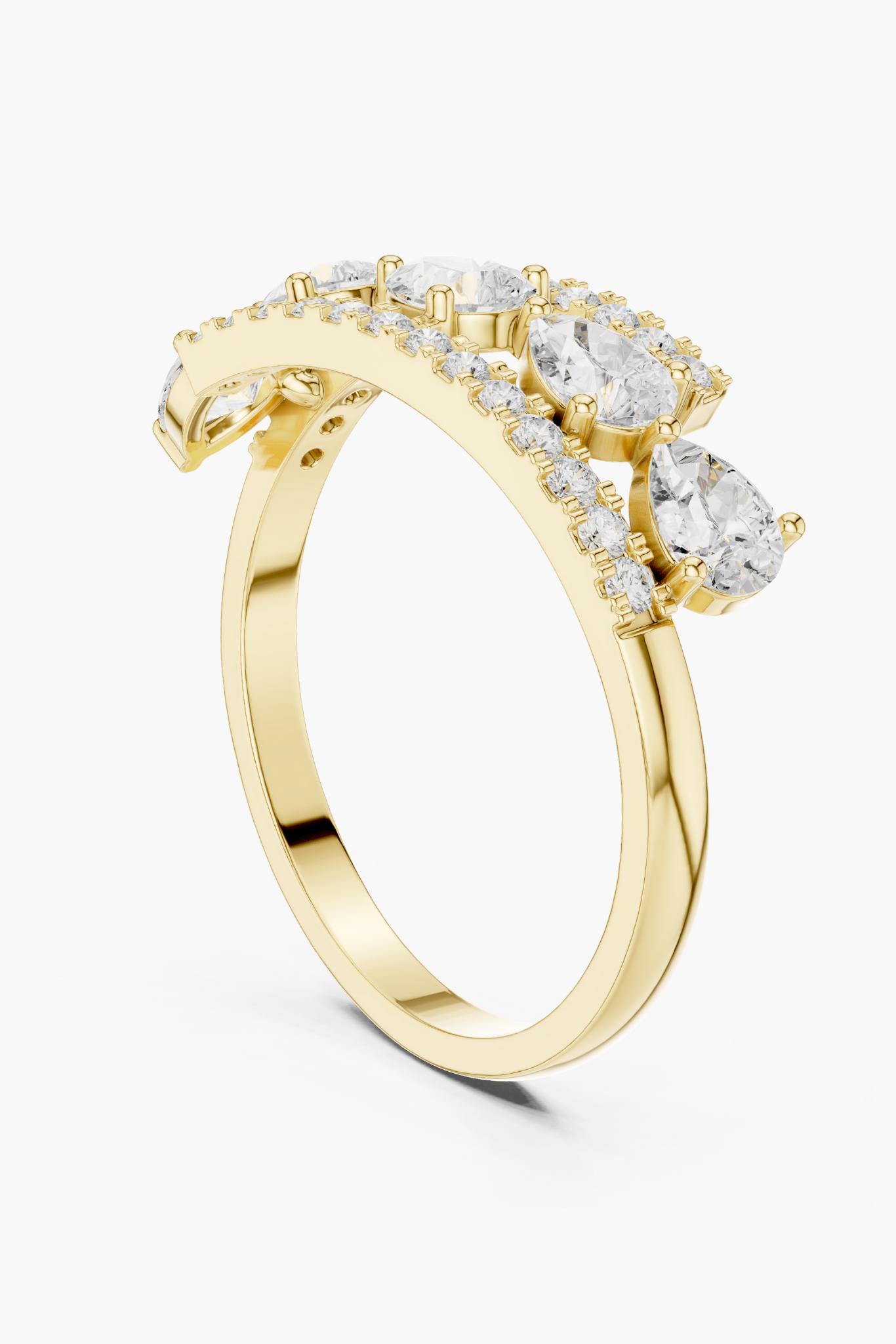 Pear & Round Diamond Wrap Band