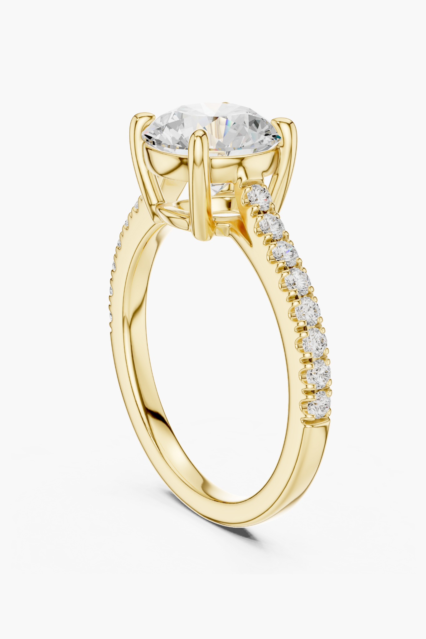 2ct Round Pavé Solitaire Ring
