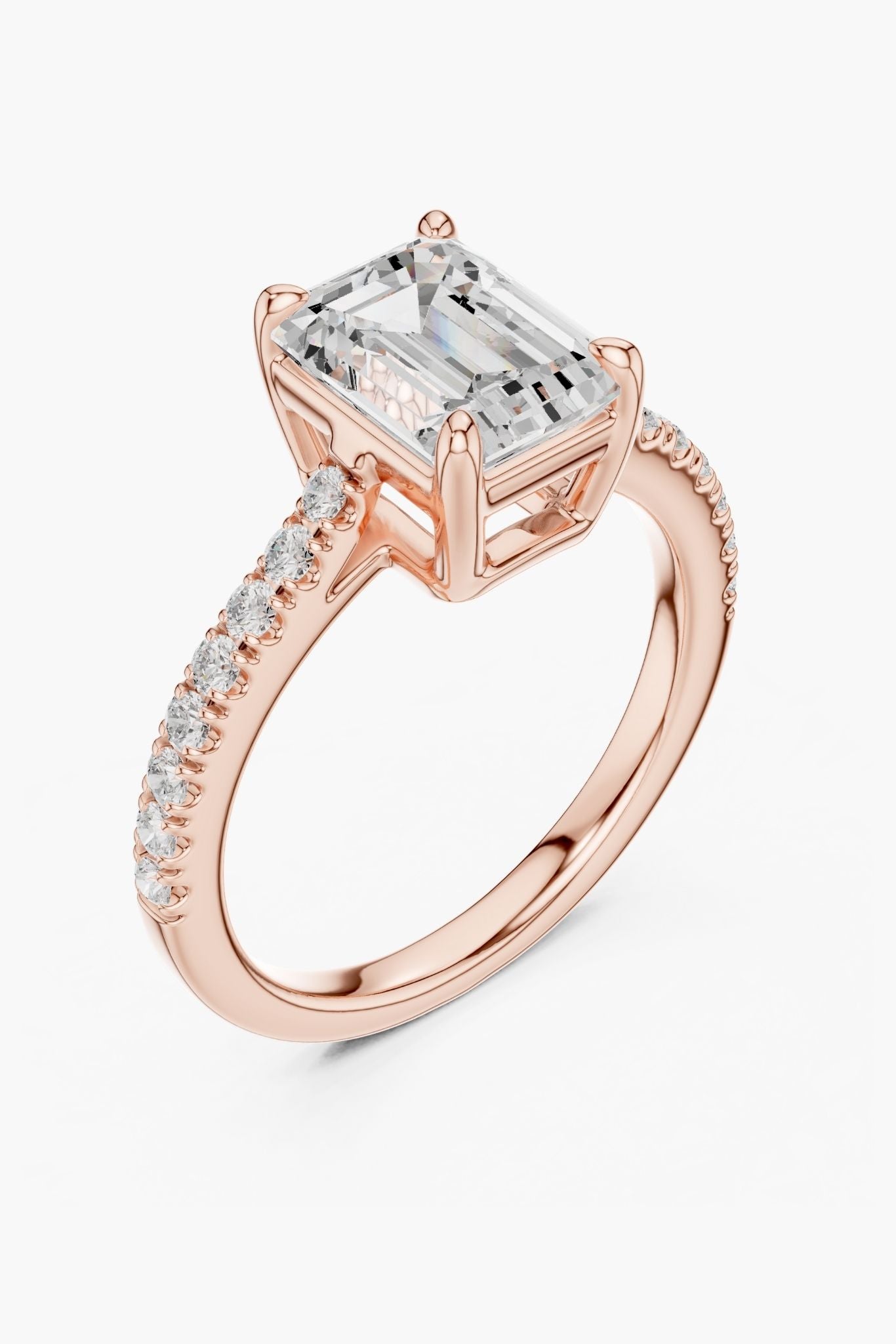 Emerald 2ct Pave Solitaire Ring