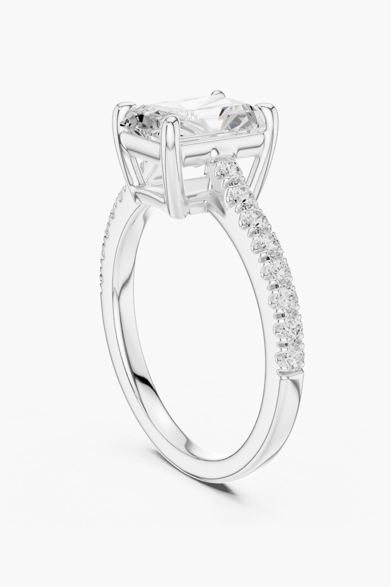 Radiant 2ct Pave Solitaire Ring