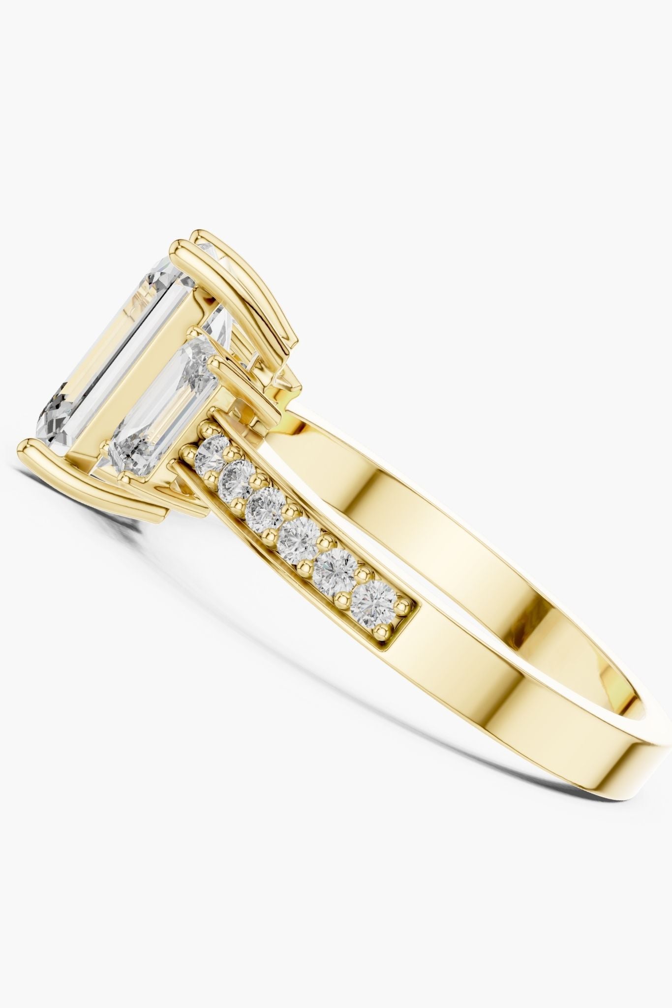 2ct Emerald Three-Stone Diamond Ring
