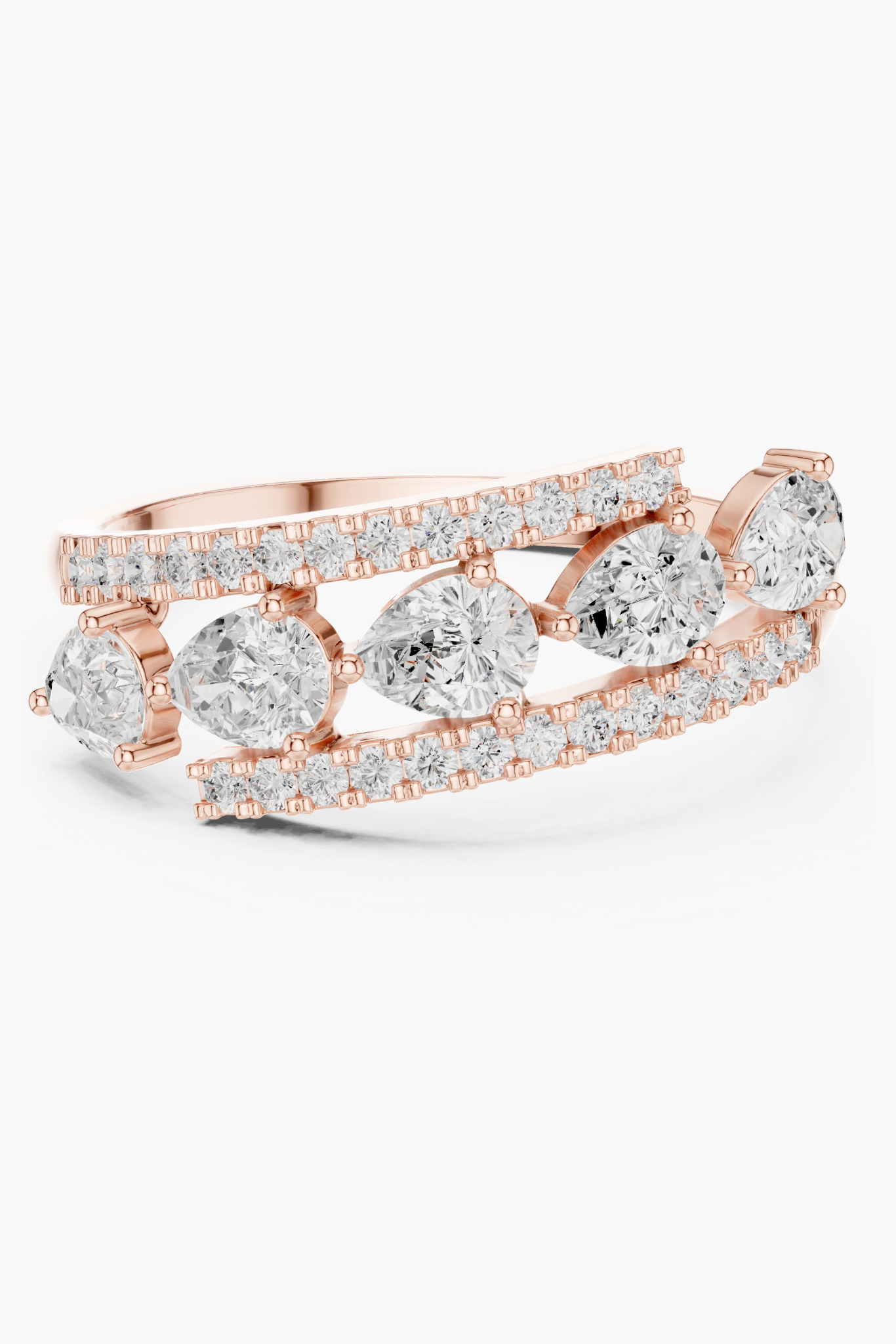 Pear & Round Diamond Wrap Band