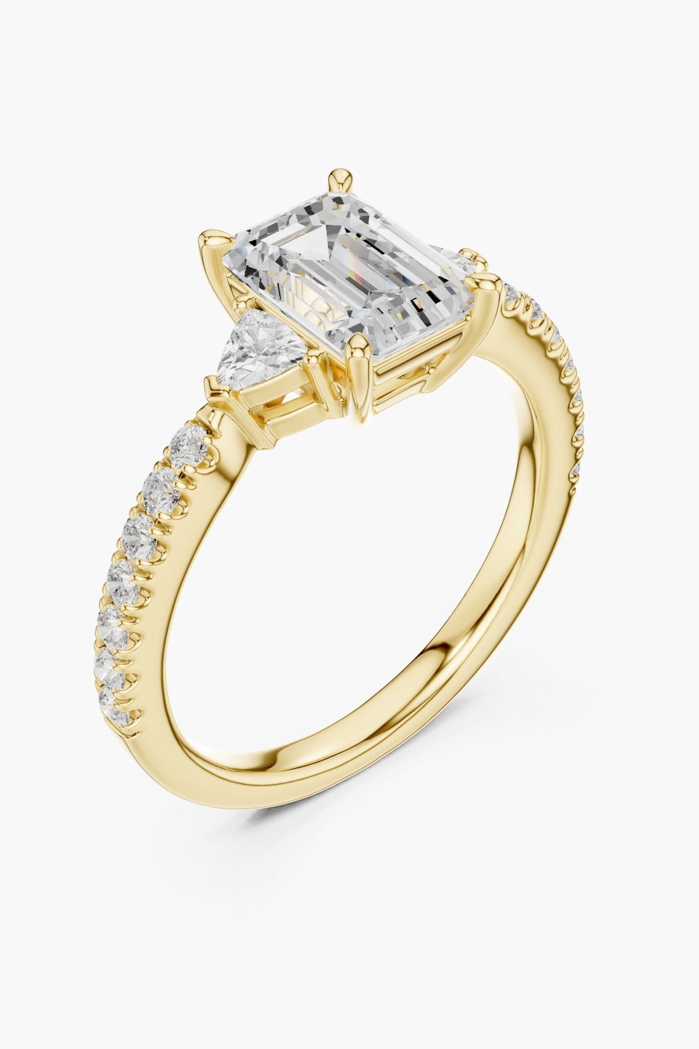 1.5ct Trinity Emerald Diamond Ring