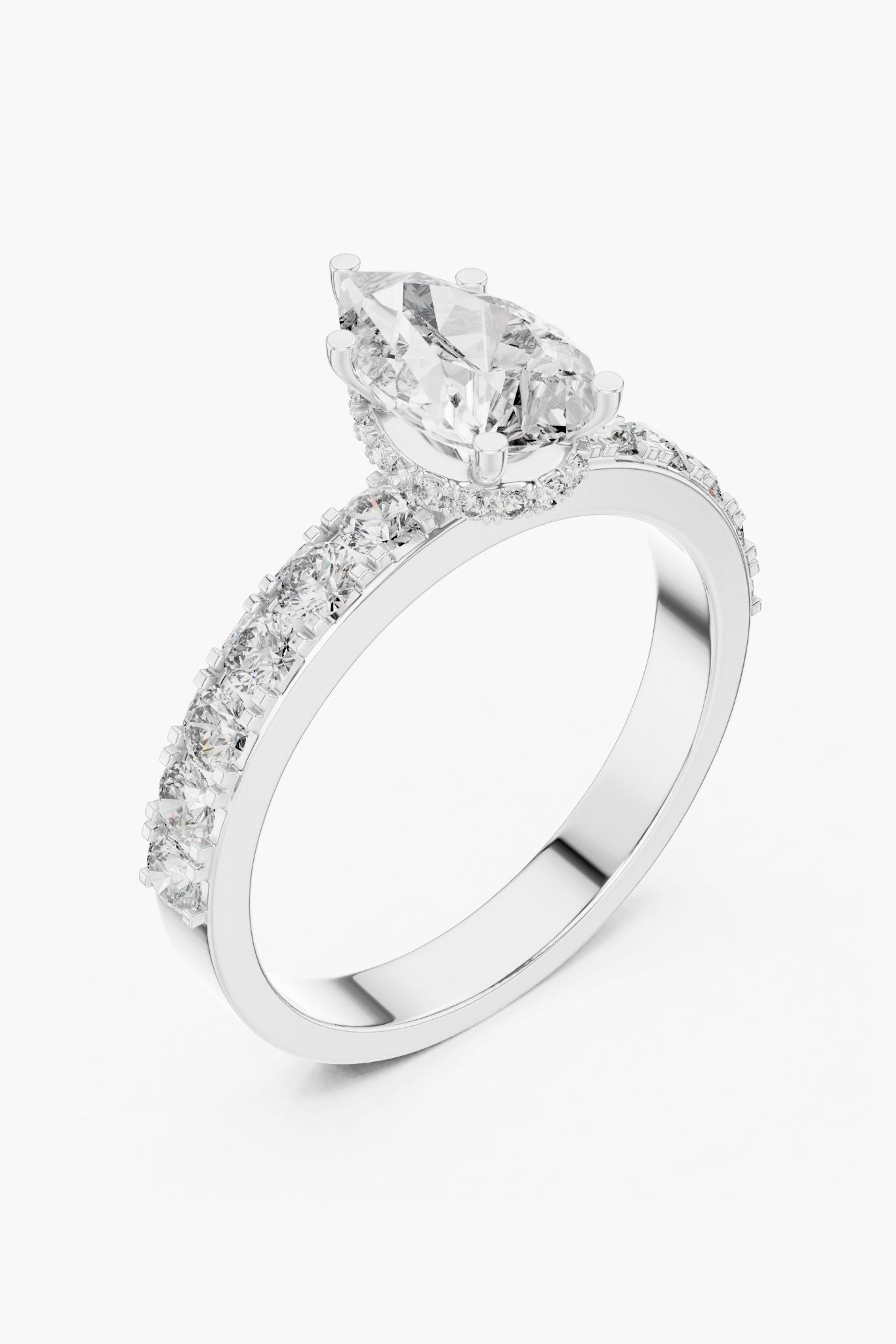 1.5 ct Pear Hidden Halo Engagement Ring