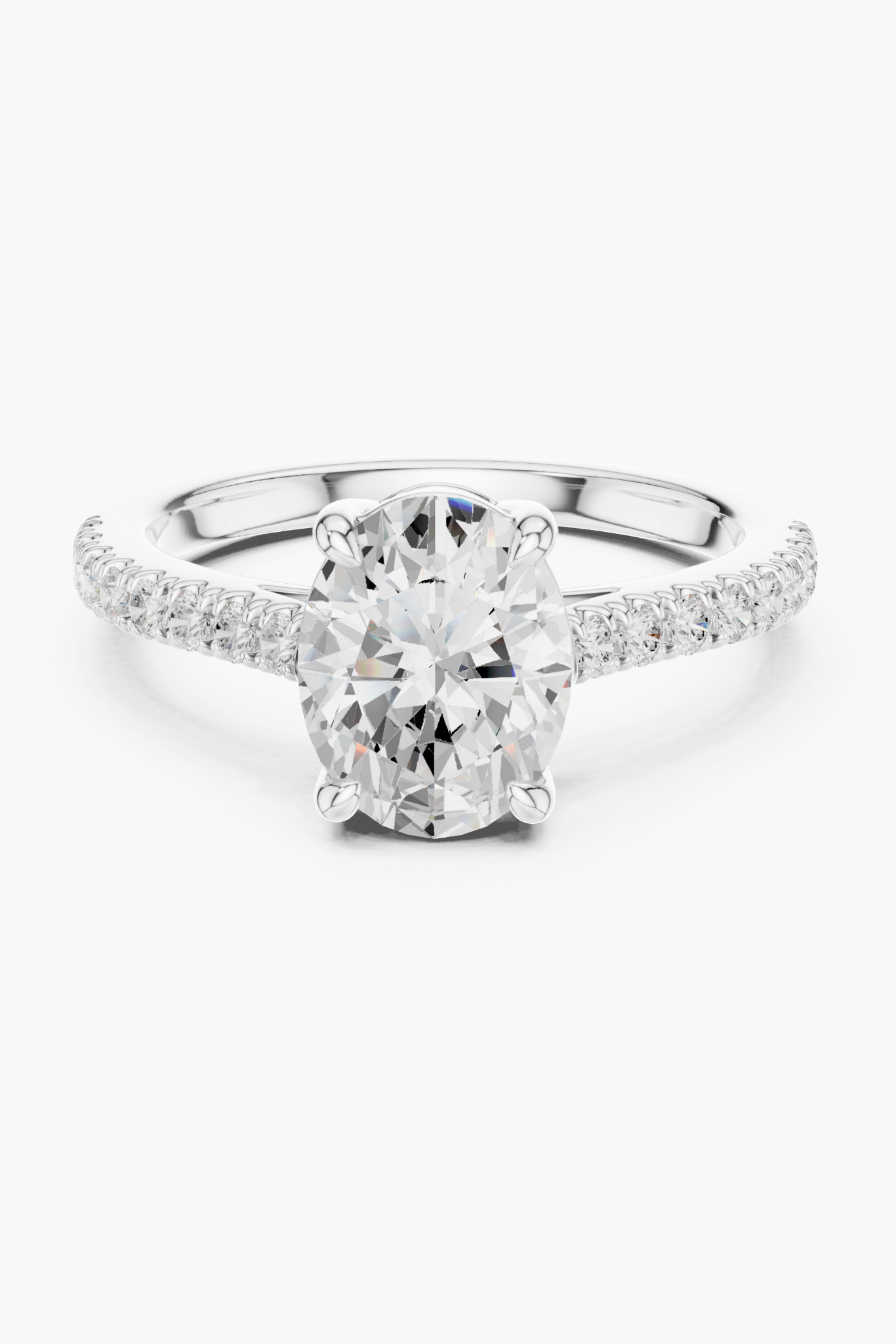 Oval 2ct Pavé Solitaire Ring