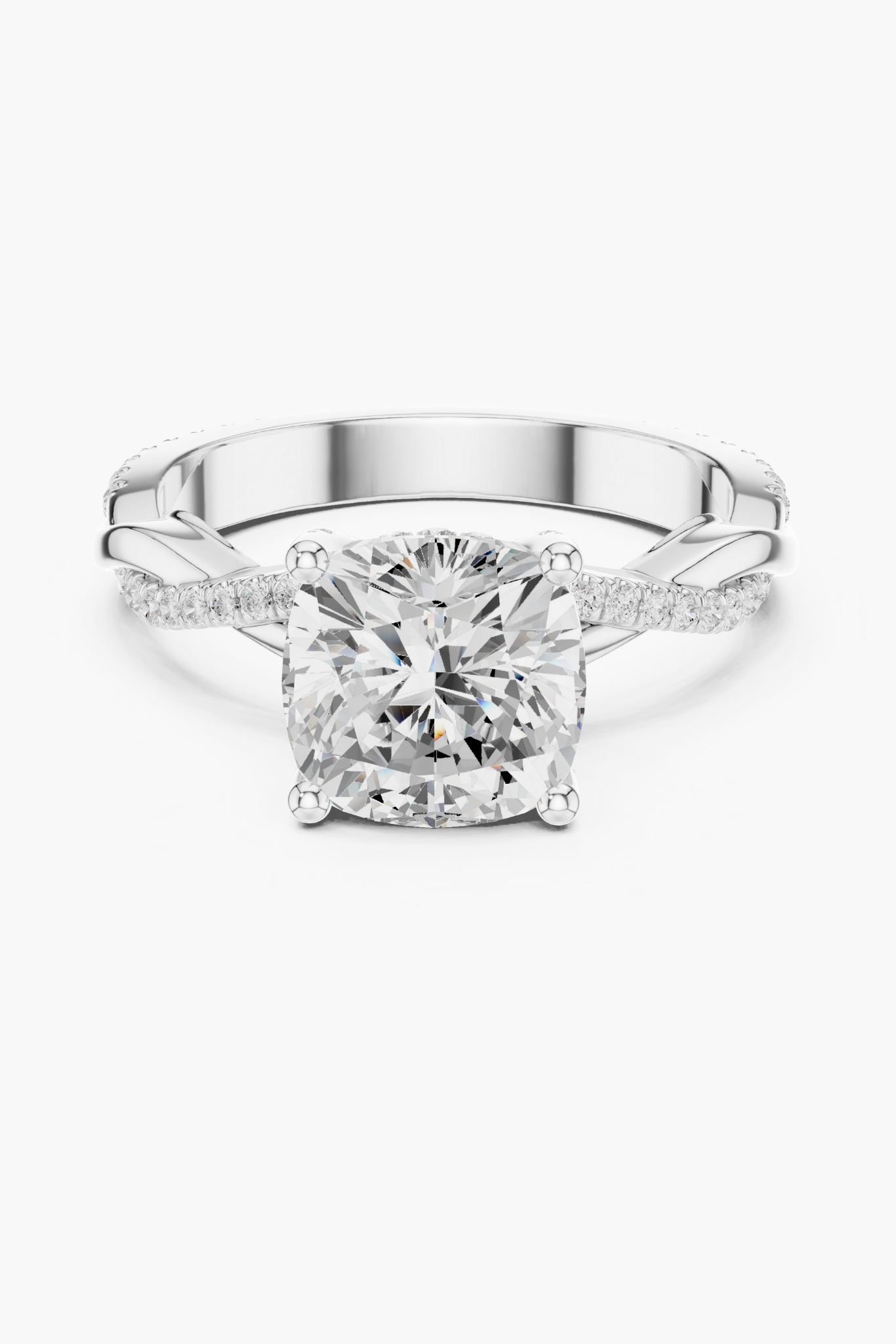 2ct Cushion Twist Solitaire Ring