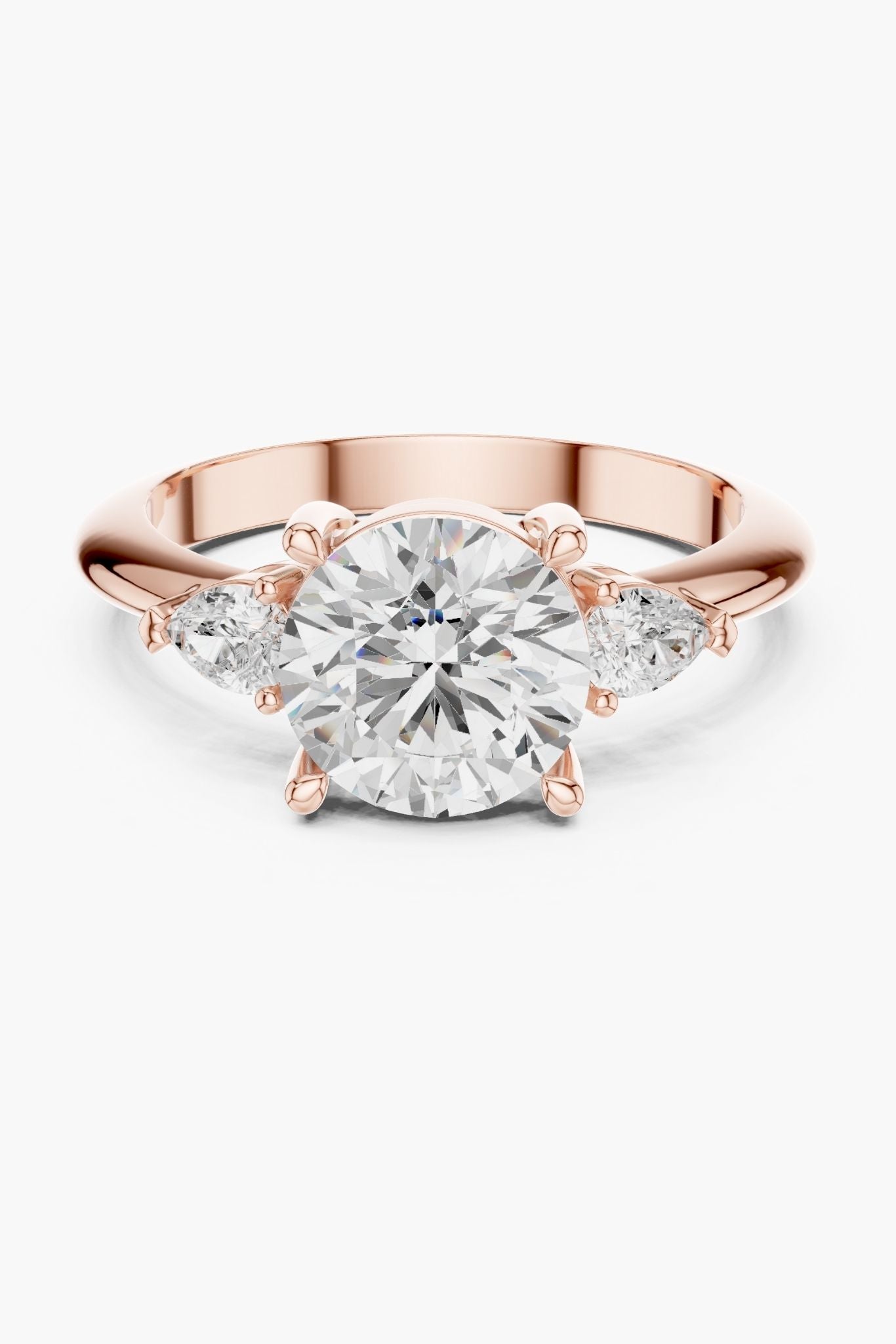 2ct Round Trio Solitaire Ring