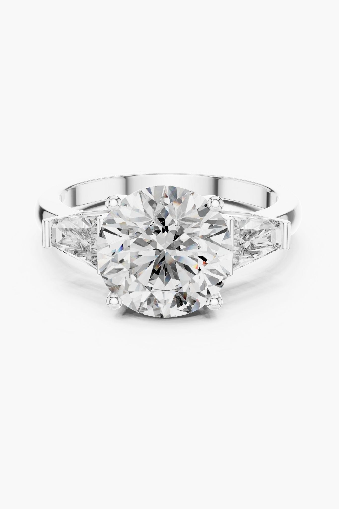 3ct Three-Stone Round Baguette Ring