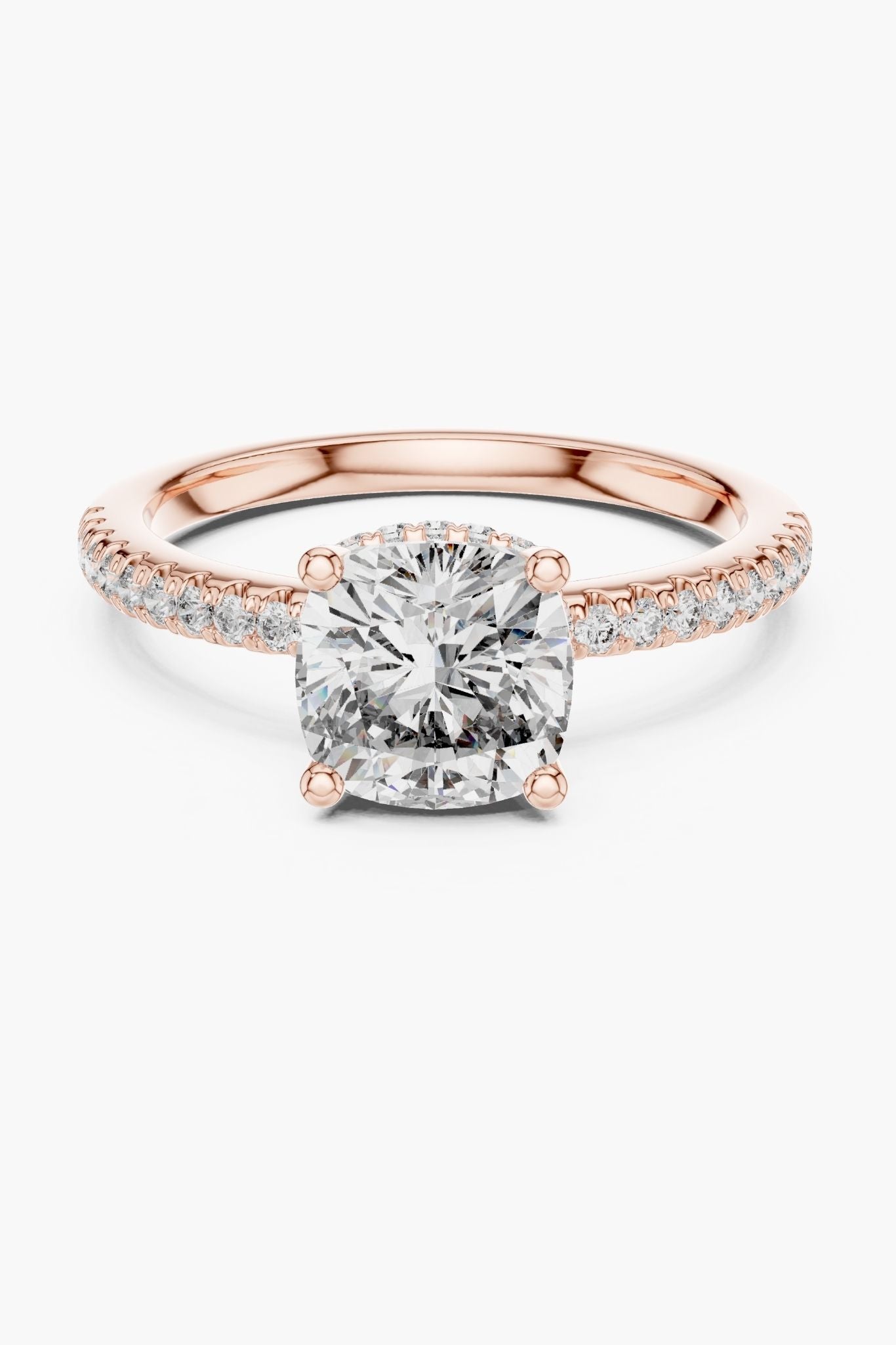 2ct Cushion Hidden Halo Ring