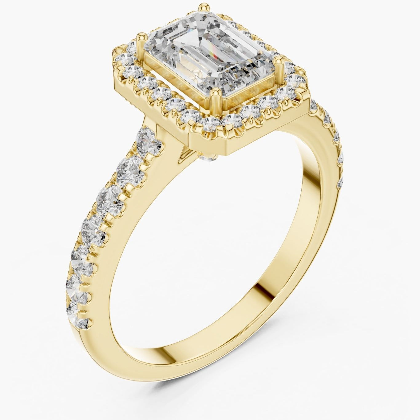 1ct Emerald Halo Solitaire Ring