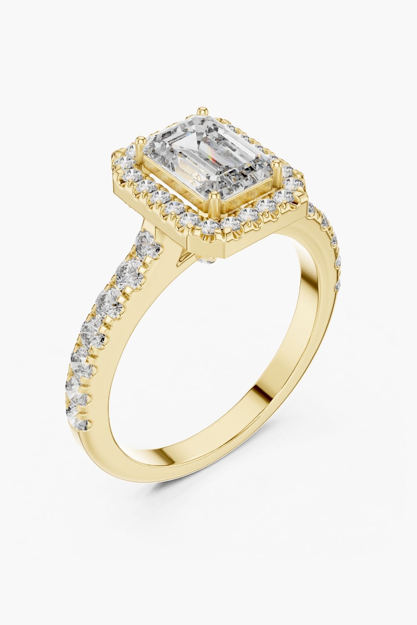 1ct Emerald Halo Solitaire Ring