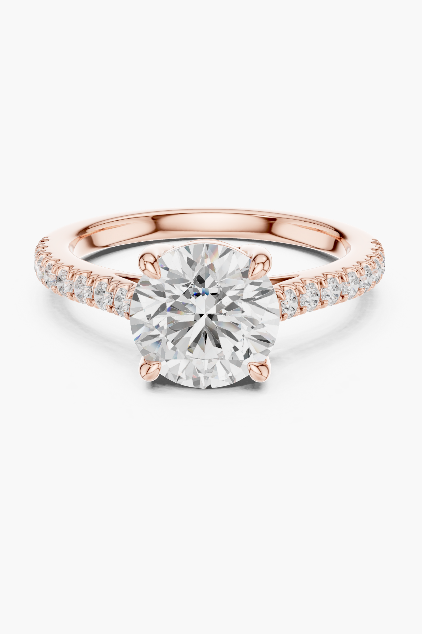 2ct Round Pavé Solitaire Ring