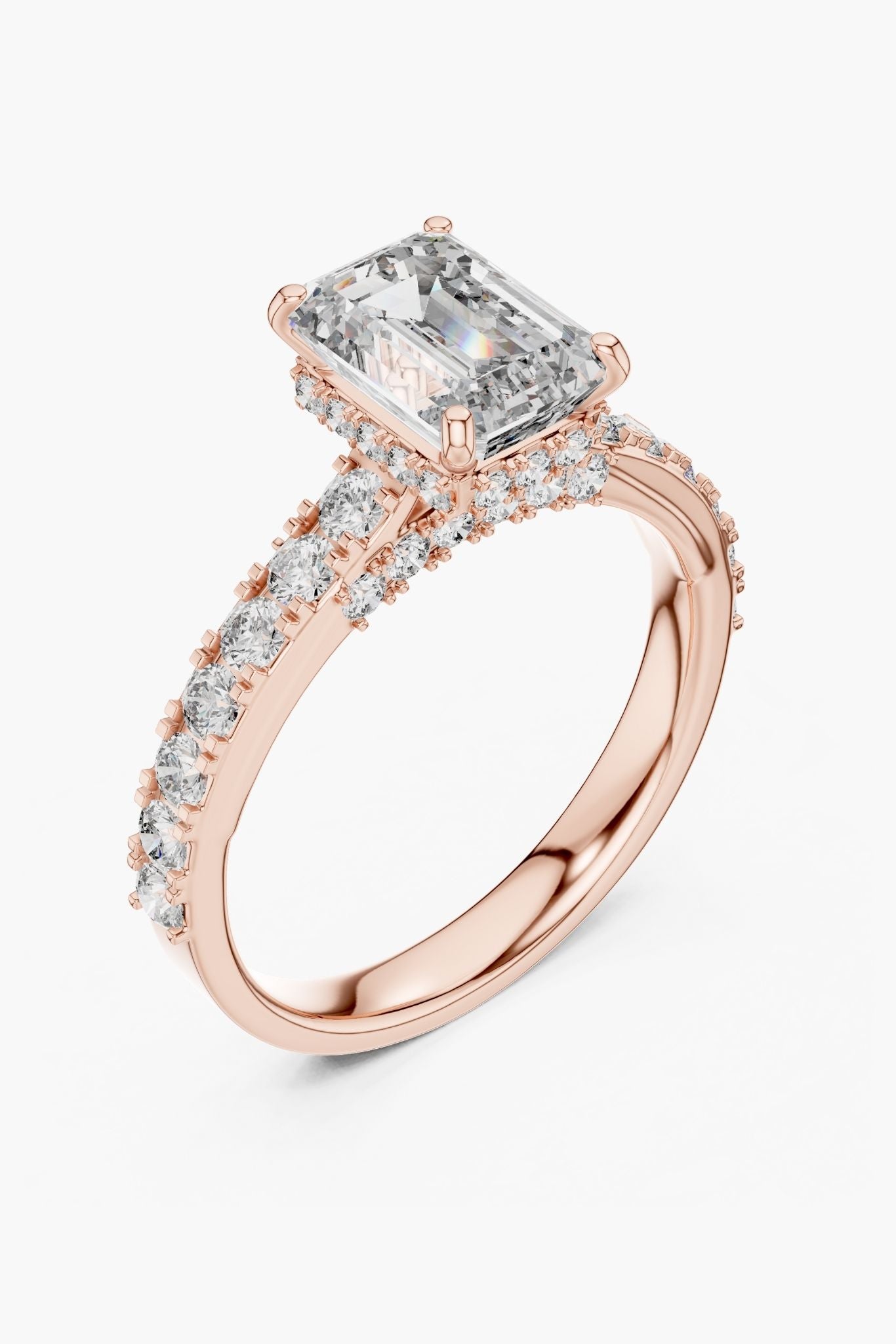 1.5 ct Emerald Hidden Halo Engagement Ring