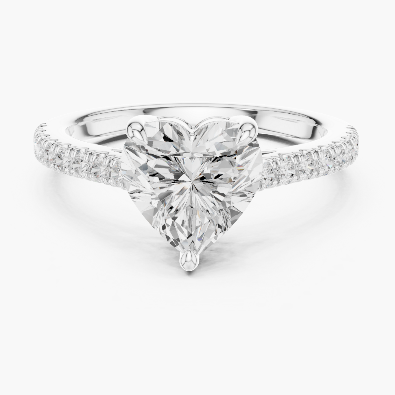 Heart 2ct Pave Solitaire Ring