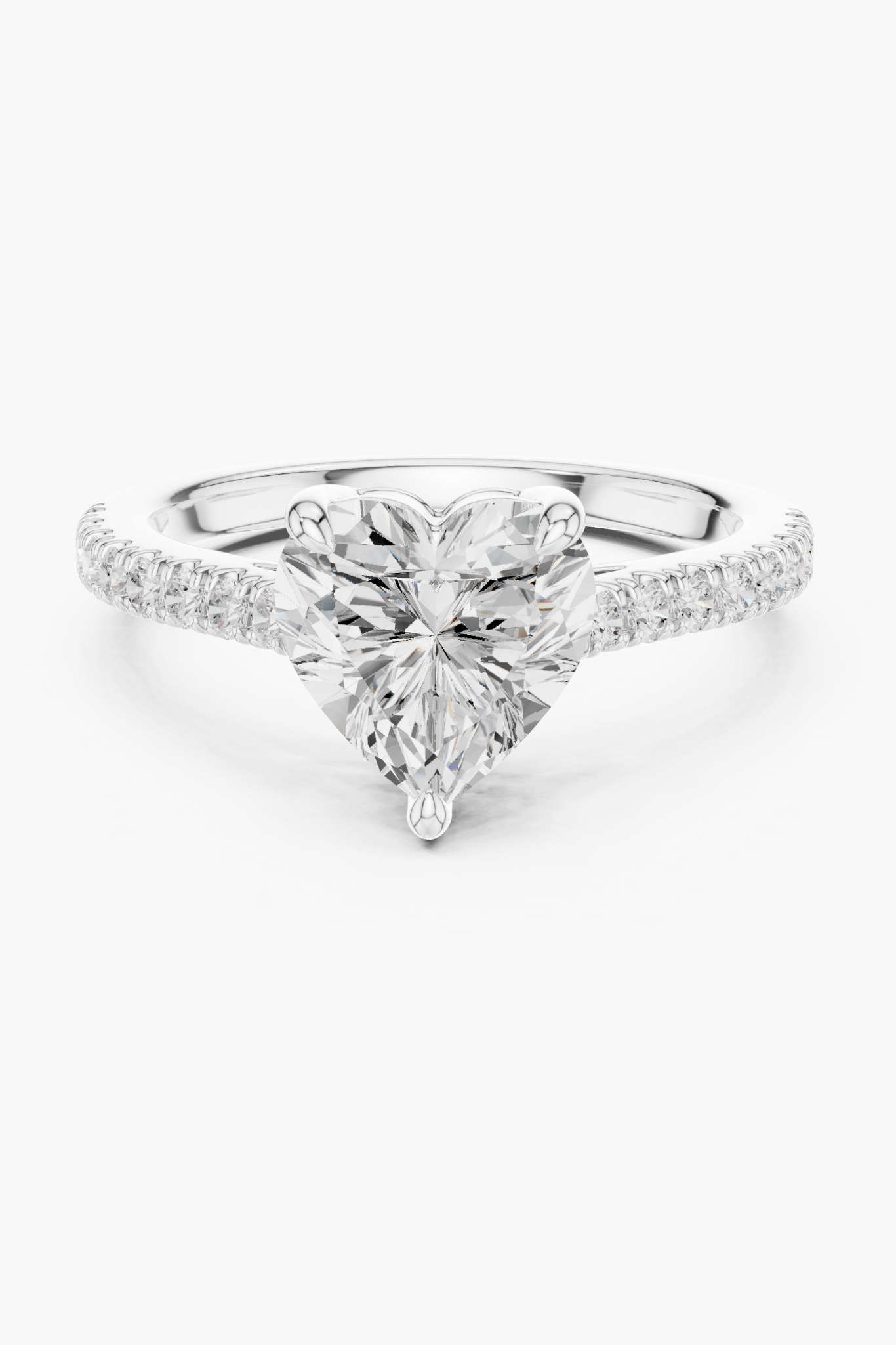Heart 2ct Pave Solitaire Ring