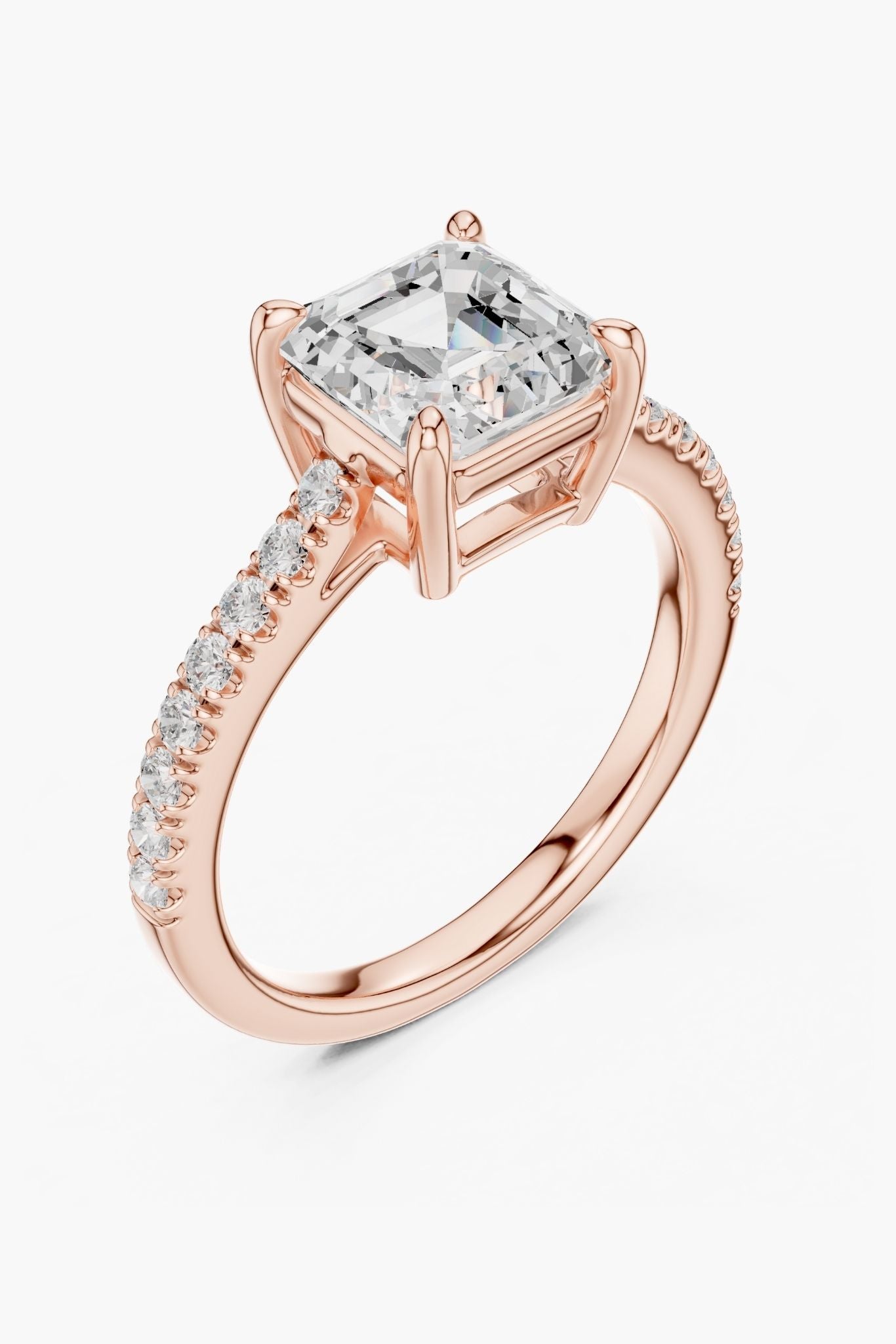 Asscher 2ct Pavé Solitaire Ring