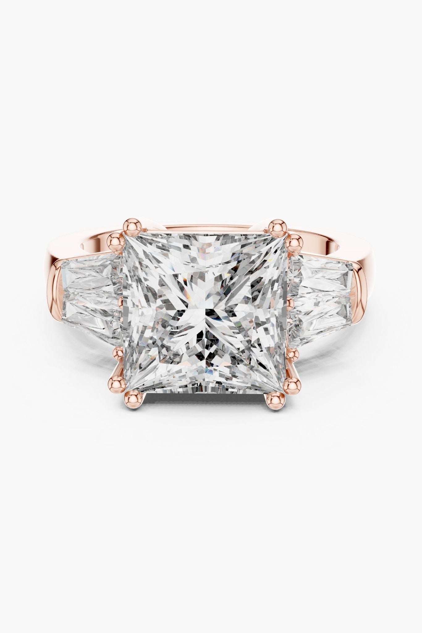 4ct Princess Solitaire with Tapered Baguettes