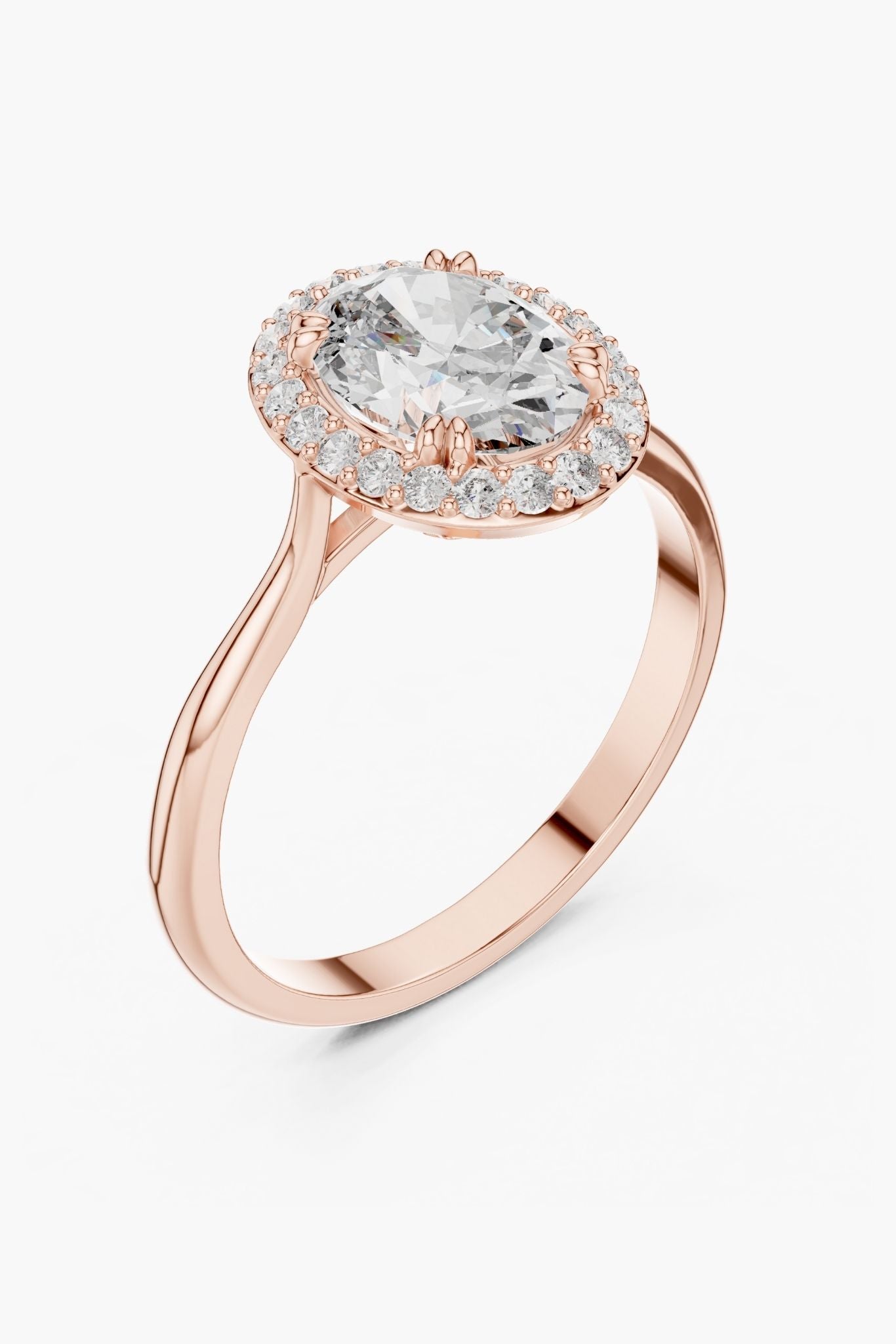1ct Oval Diamond Halo Ring