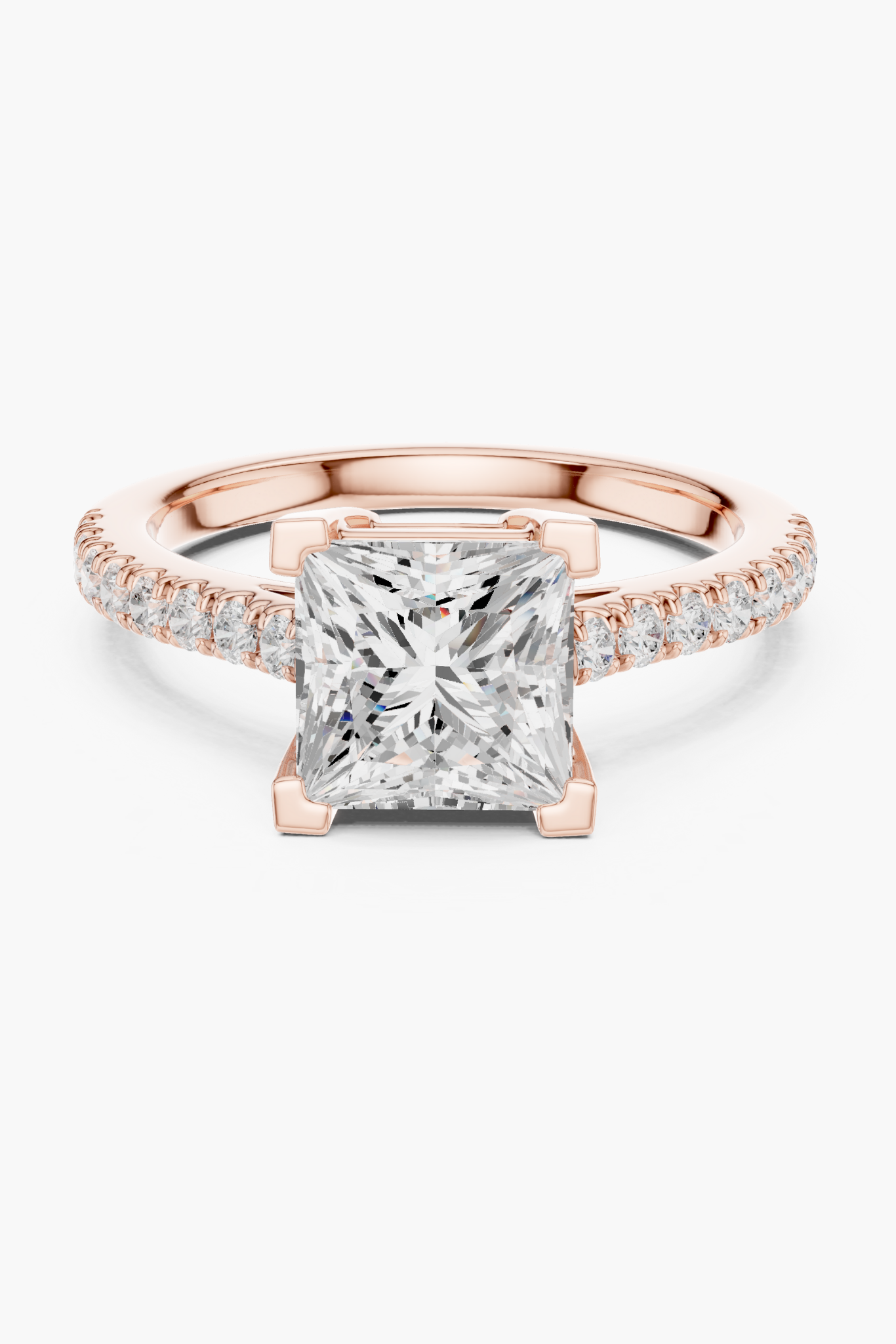 Princess 2ct Pave Solitaire Ring