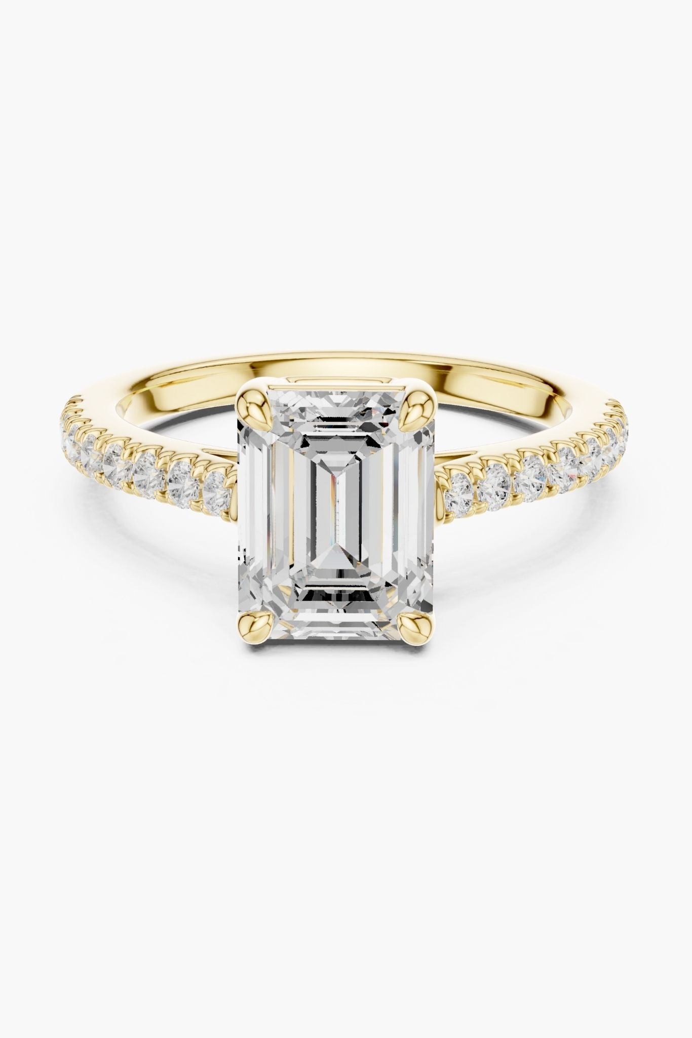 Emerald 2ct Pave Solitaire Ring