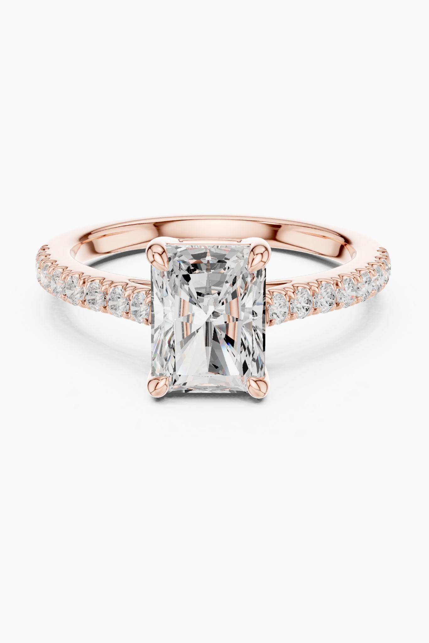 Radiant 2ct Pave Solitaire Ring