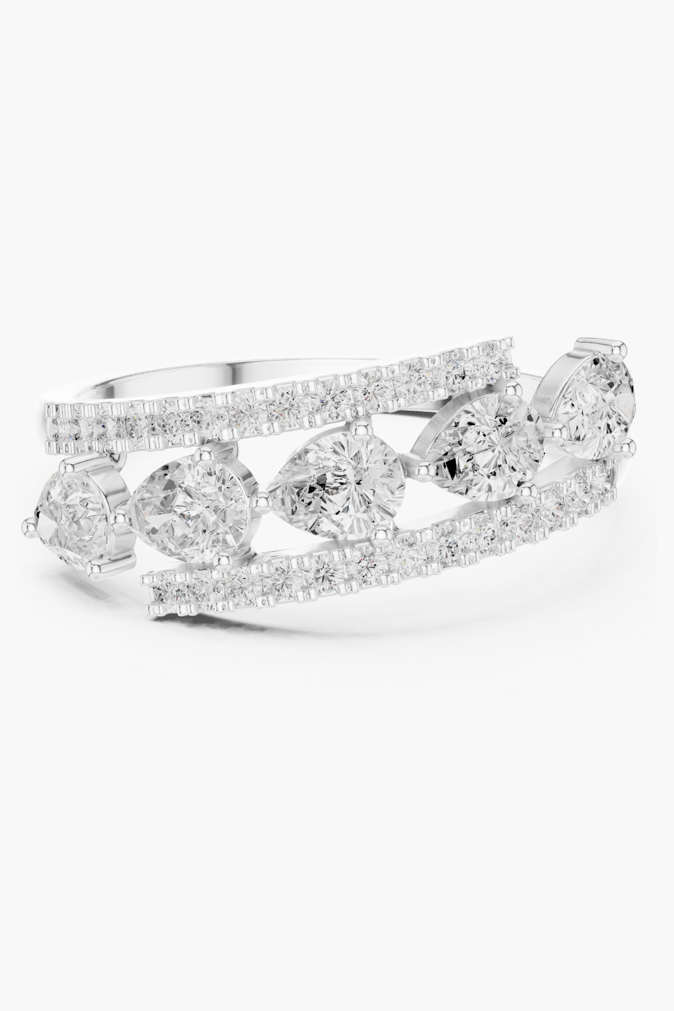 Pear & Round Diamond Wrap Band