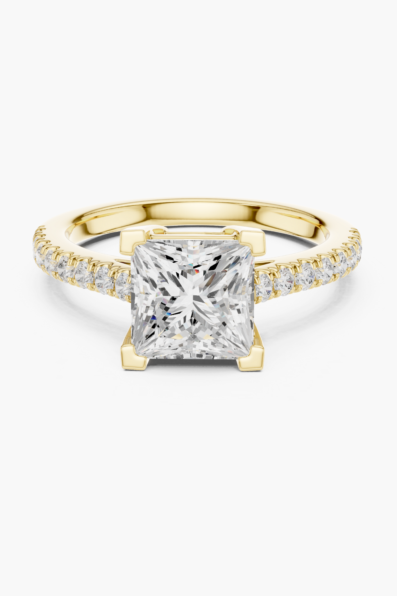 Princess 2ct Pave Solitaire Ring