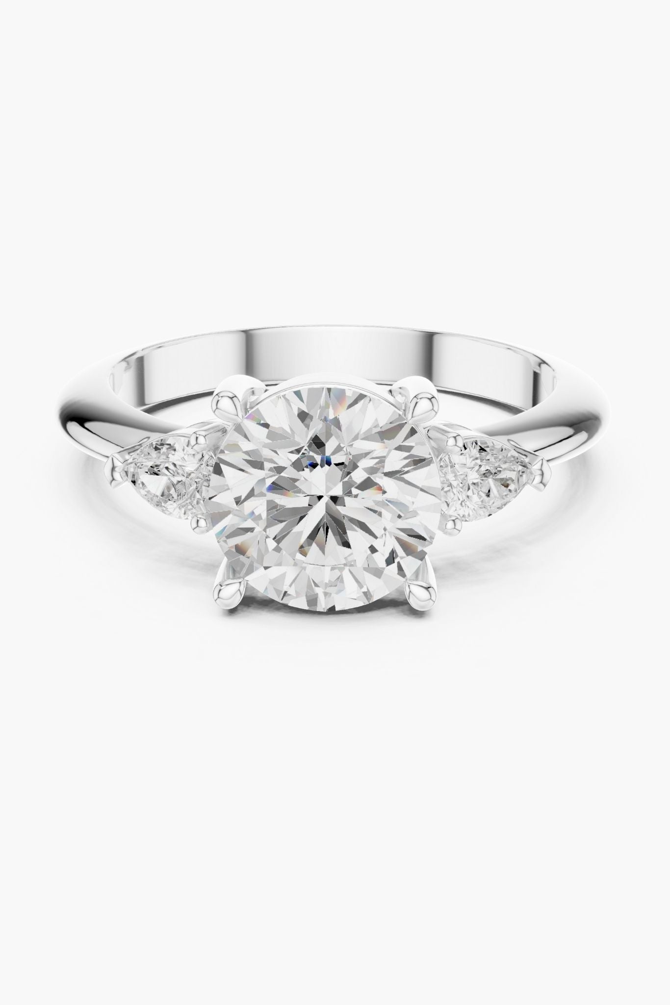 2ct Round Trio Solitaire Ring
