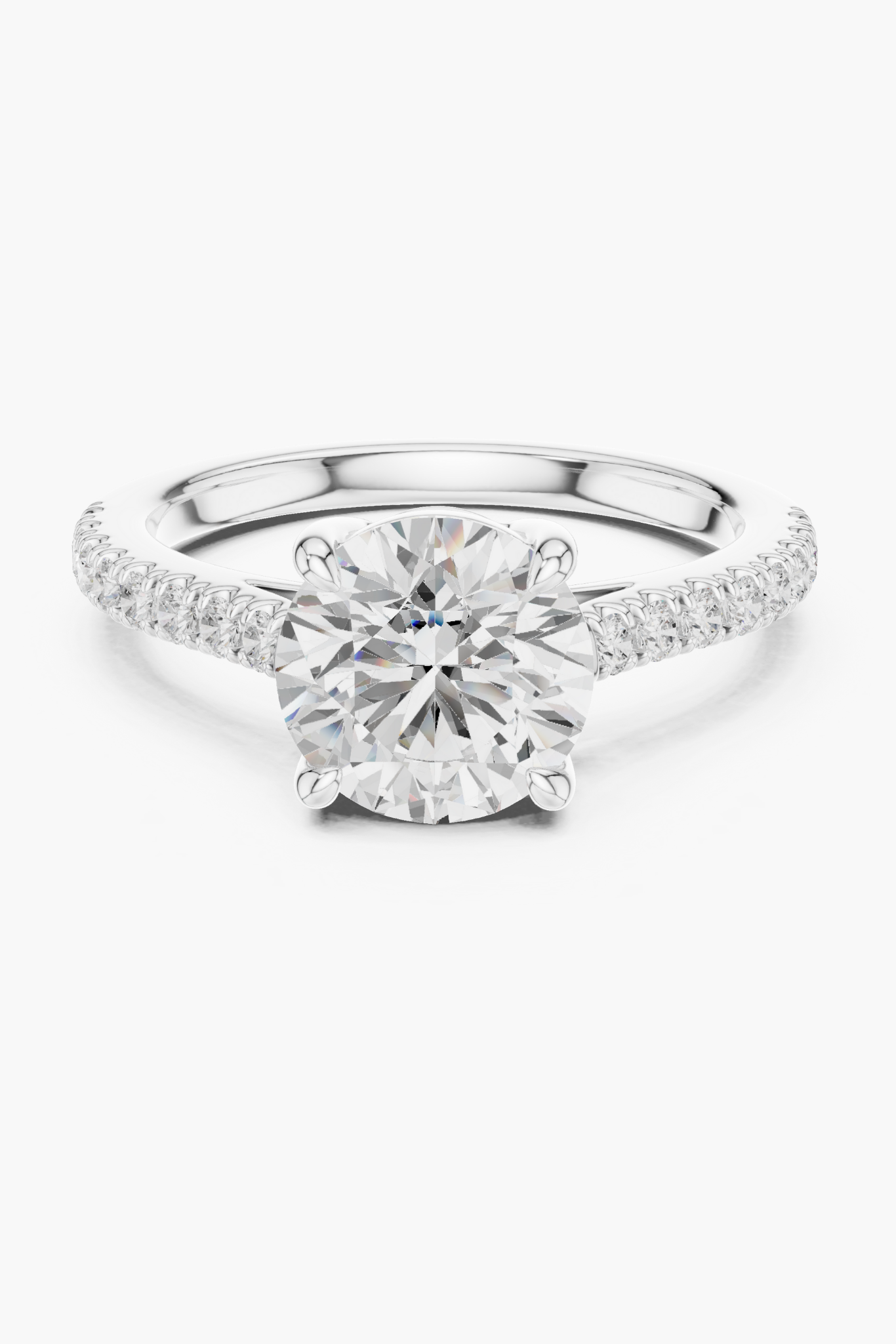 2ct Round Pavé Solitaire Ring