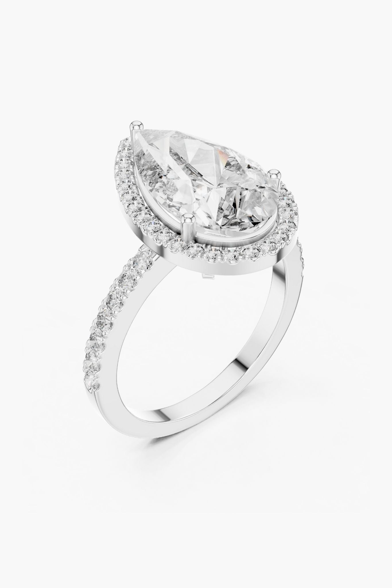 4ct Pear Halo Diamond Ring