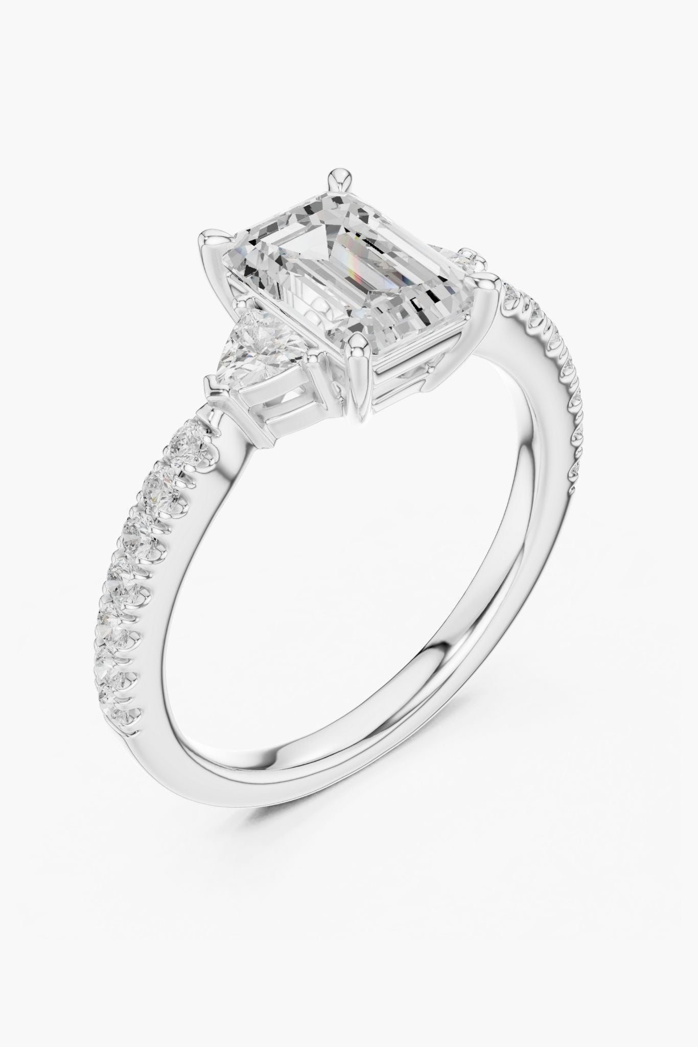 1.5ct Trinity Emerald Diamond Ring