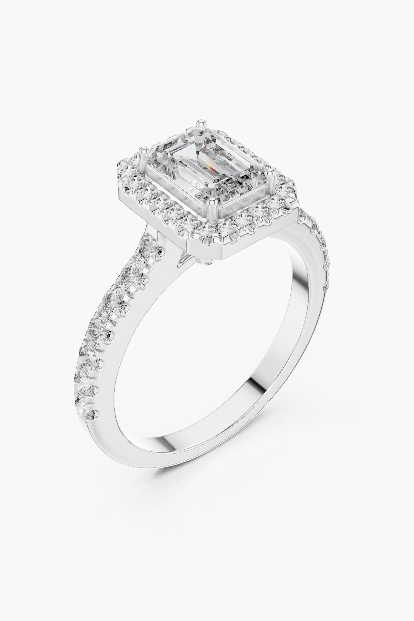 1ct Emerald Halo Solitaire Ring