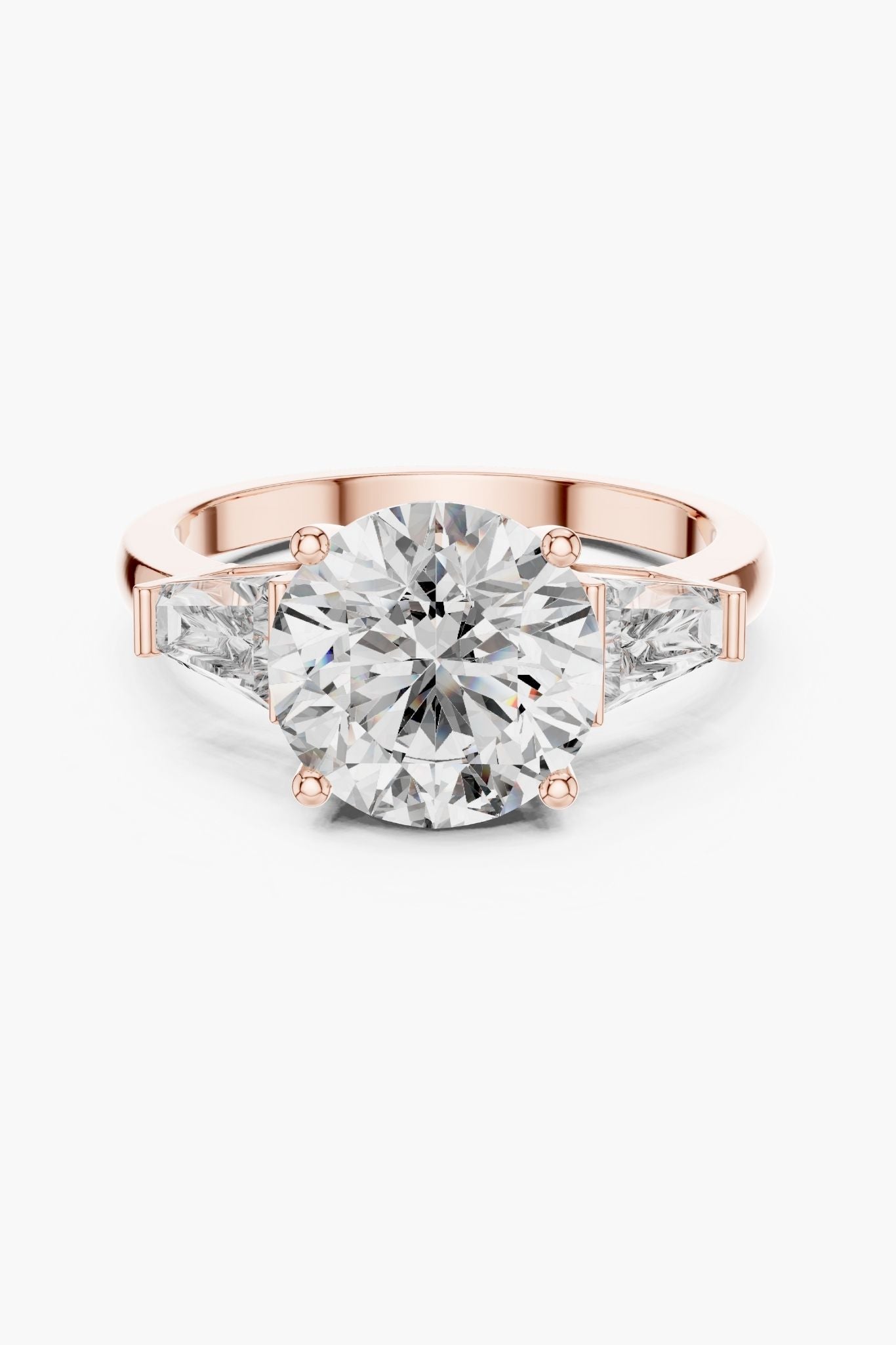 3ct Three-Stone Round Baguette Ring