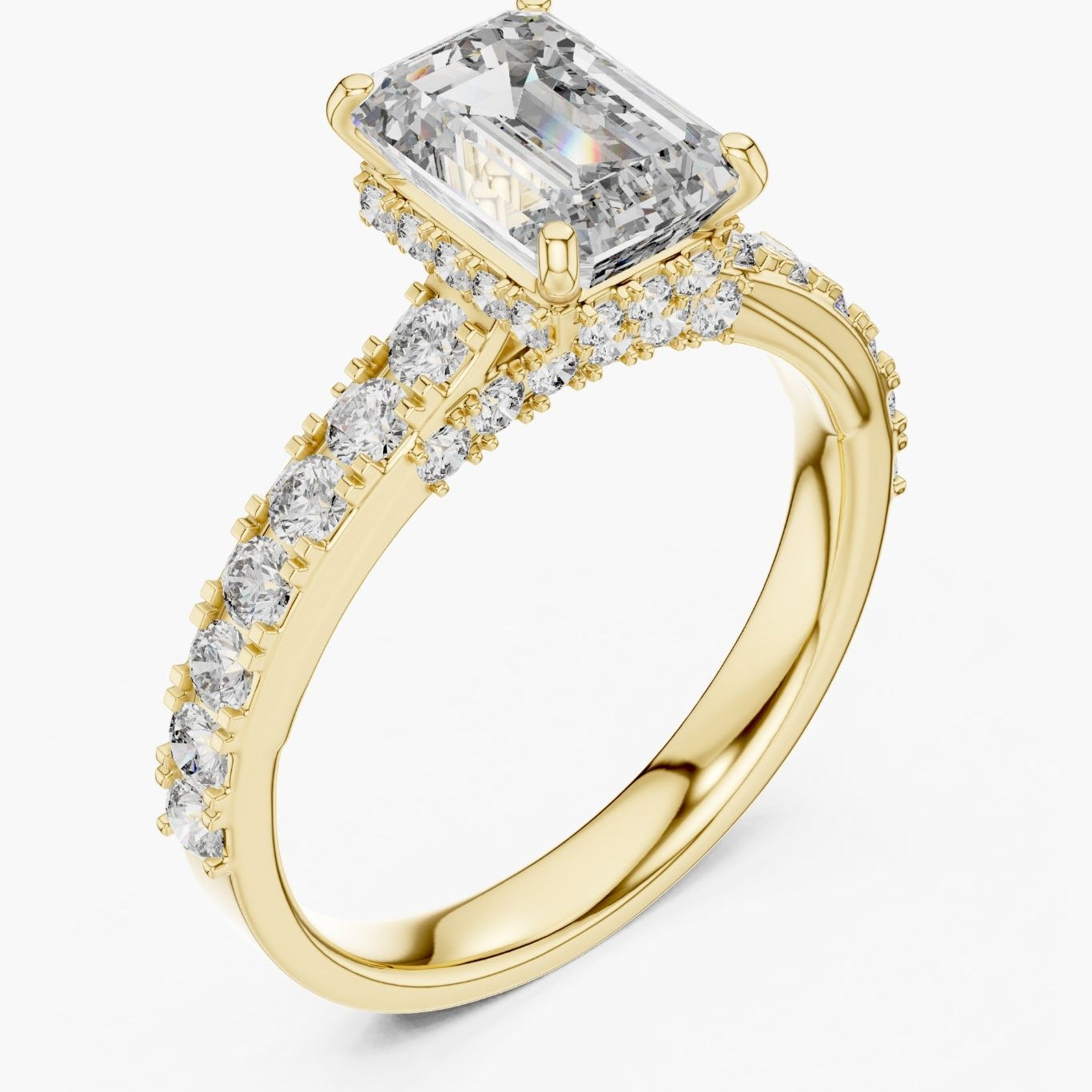 1.5 ct Emerald Hidden Halo Engagement Ring