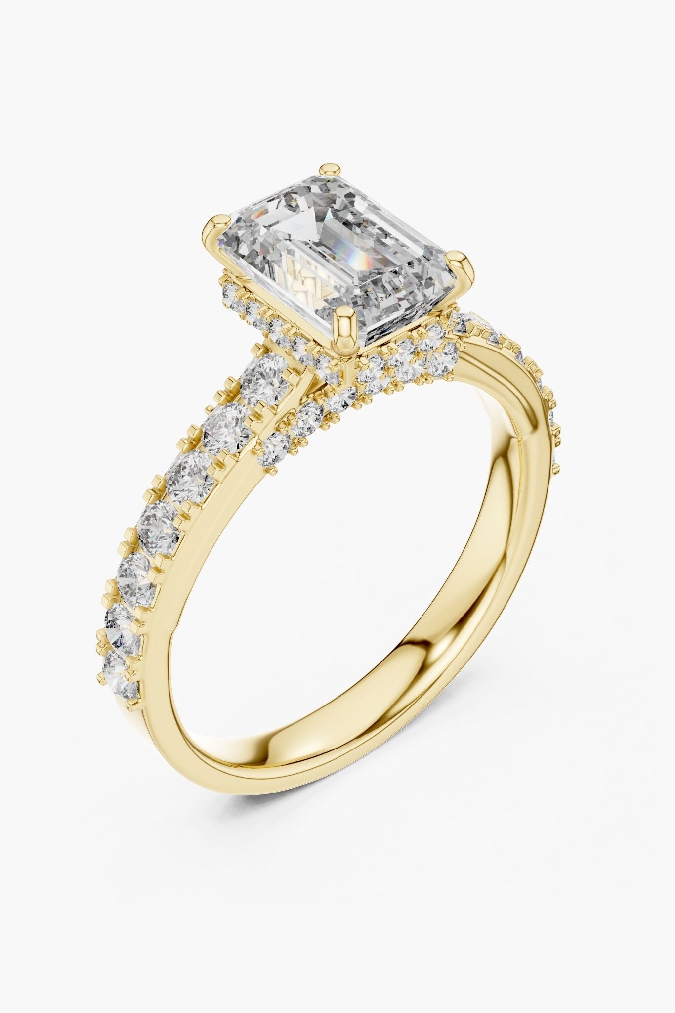 1.5 ct Emerald Hidden Halo Engagement Ring