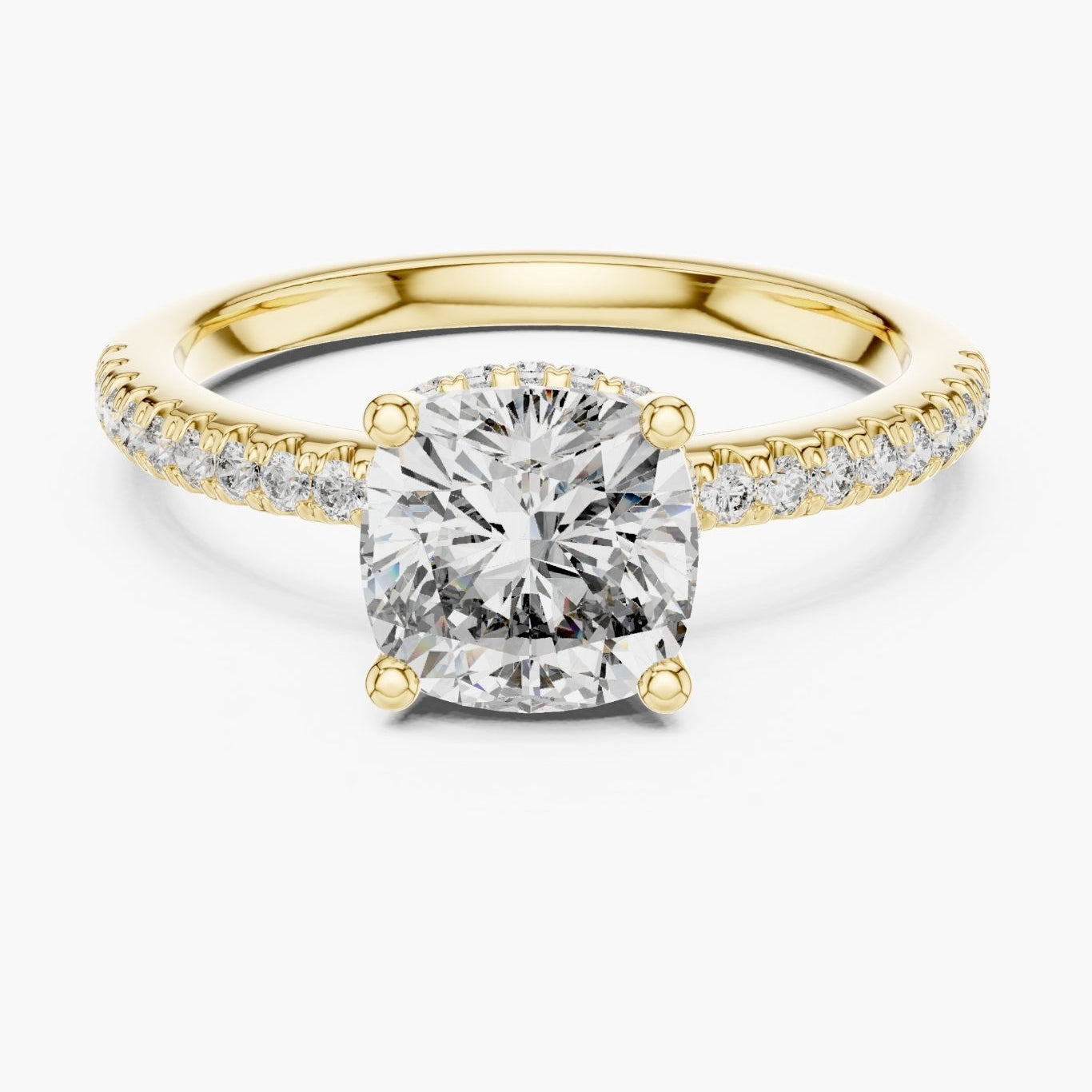 2ct Cushion Hidden Halo Ring