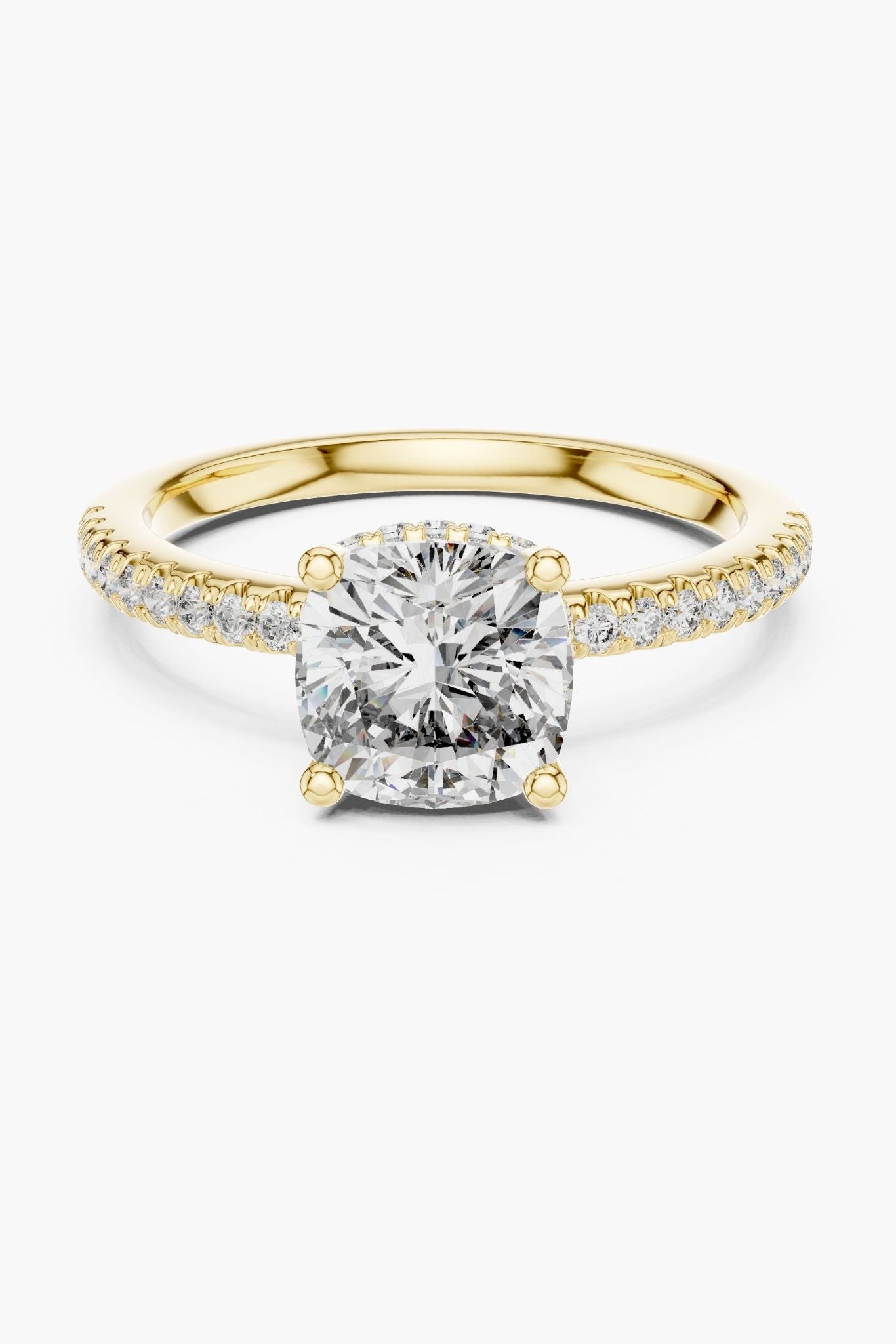 2ct Cushion Hidden Halo Ring