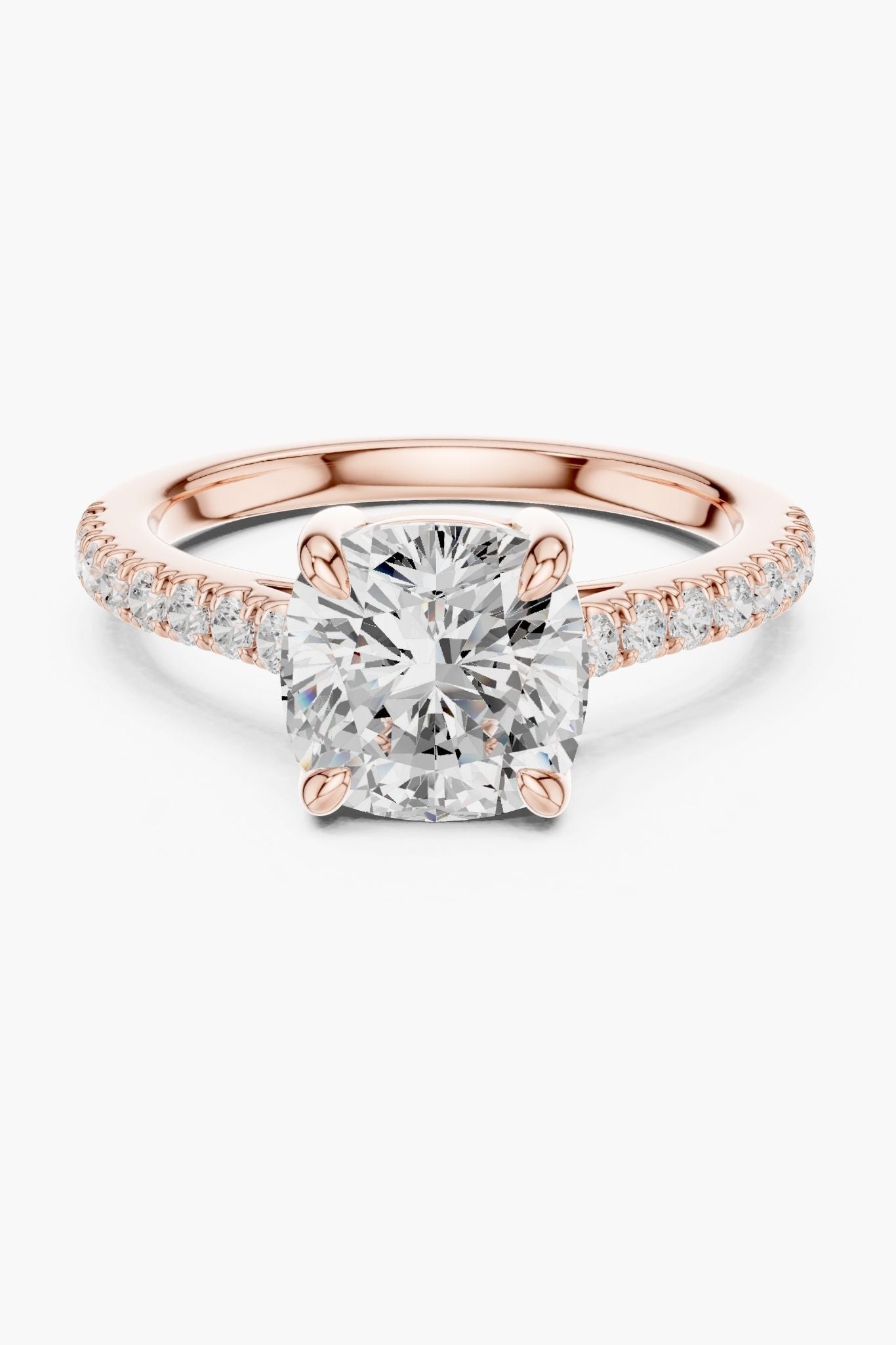 2ct Cushion Solitaire Pave Band