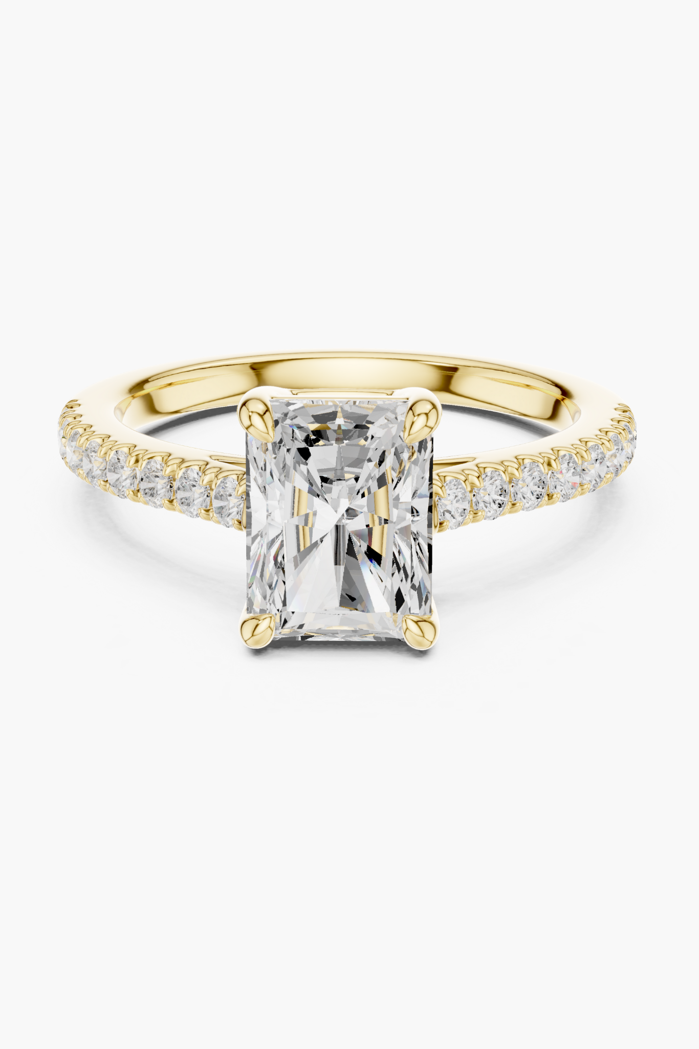 Radiant 2ct Pave Solitaire Ring