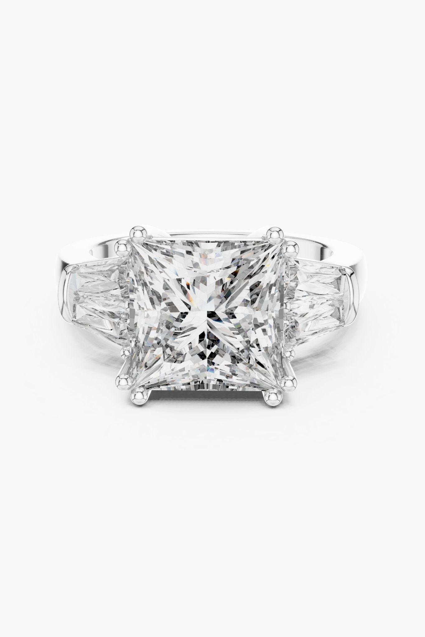 4ct Princess Solitaire with Tapered Baguettes