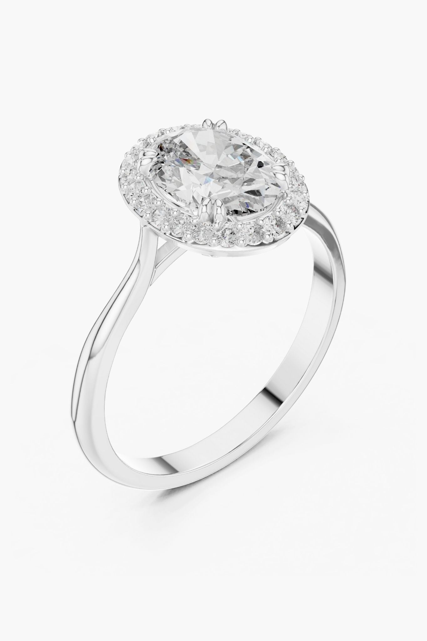 1ct Oval Diamond Halo Ring