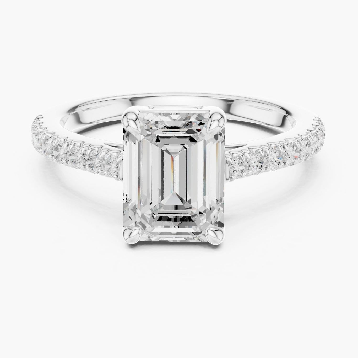 Emerald 2ct Pave Solitaire Ring