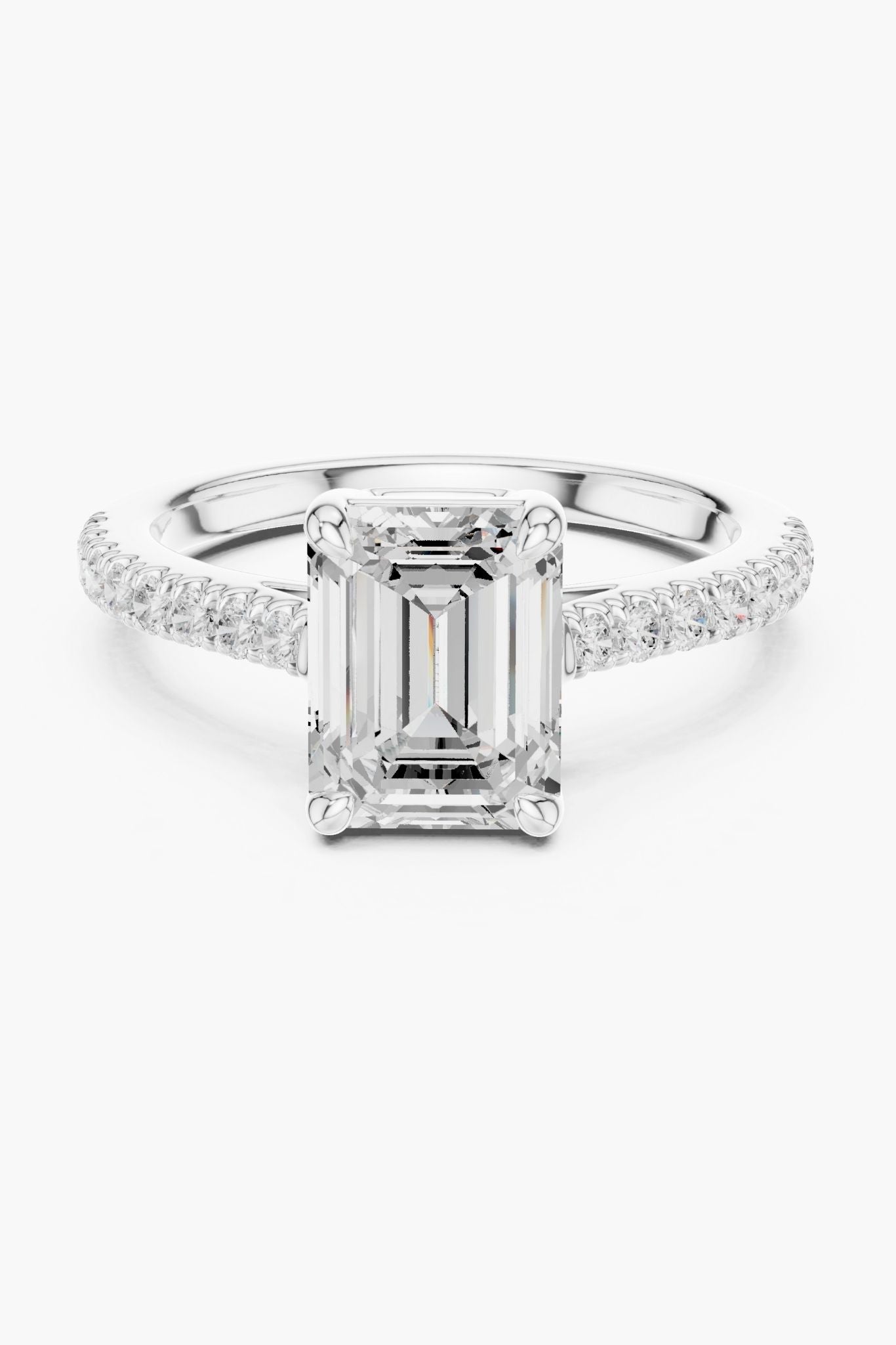Emerald 2ct Pave Solitaire Ring