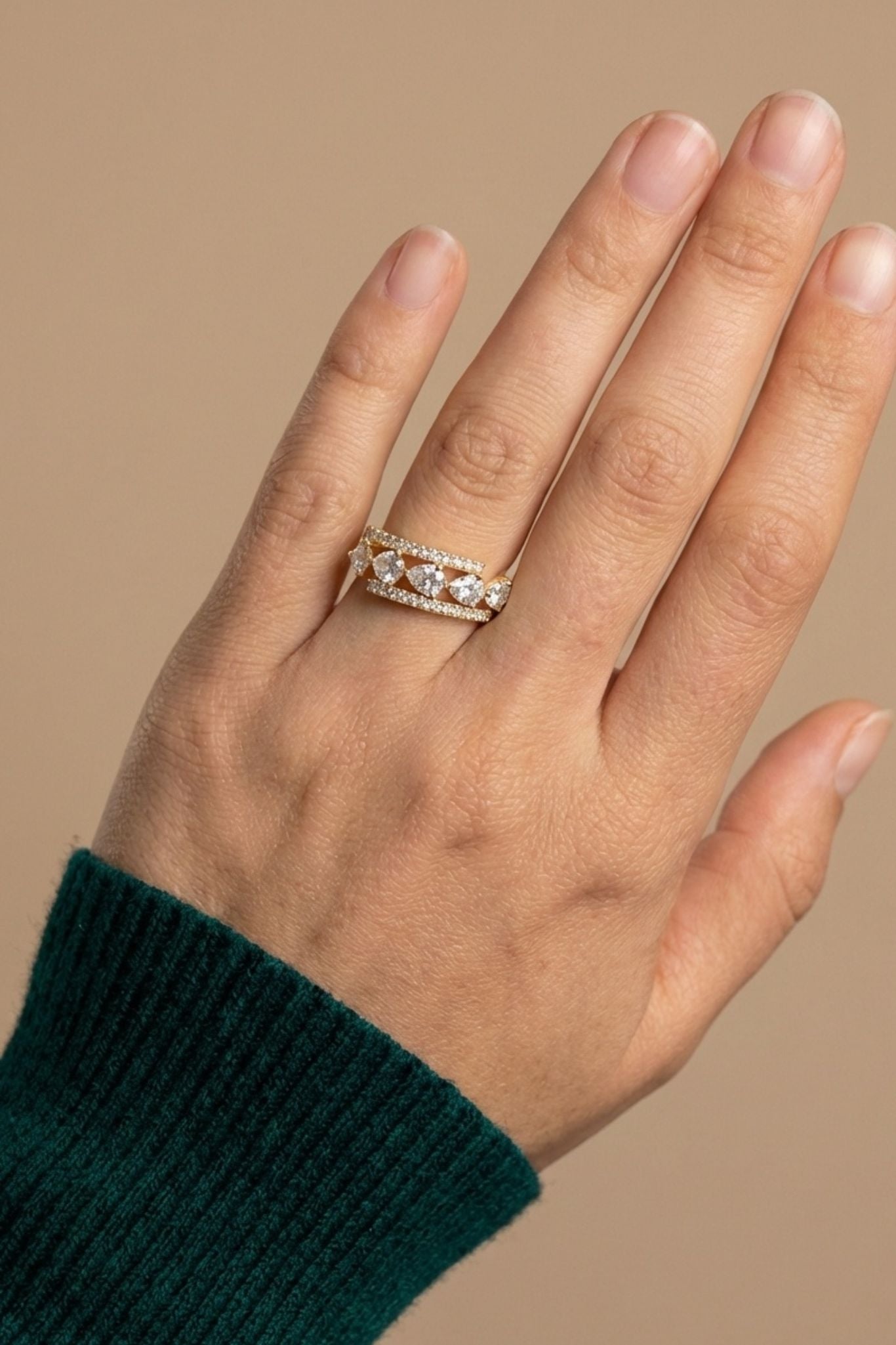 Pear & Round Diamond Wrap Band